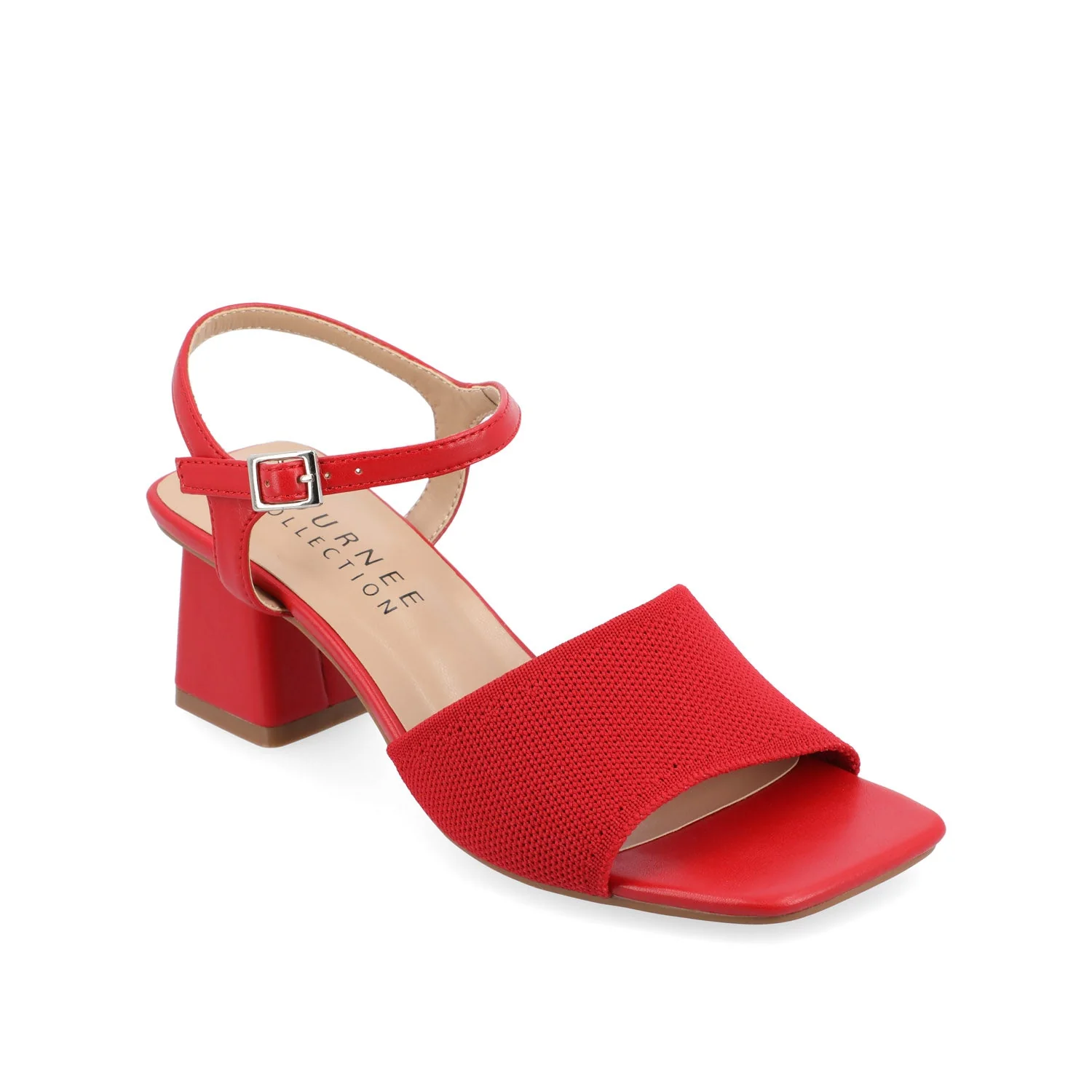 EVYLINN STRAPPY HEELS IN KNIT FABRIC - Red Knit - Image 2