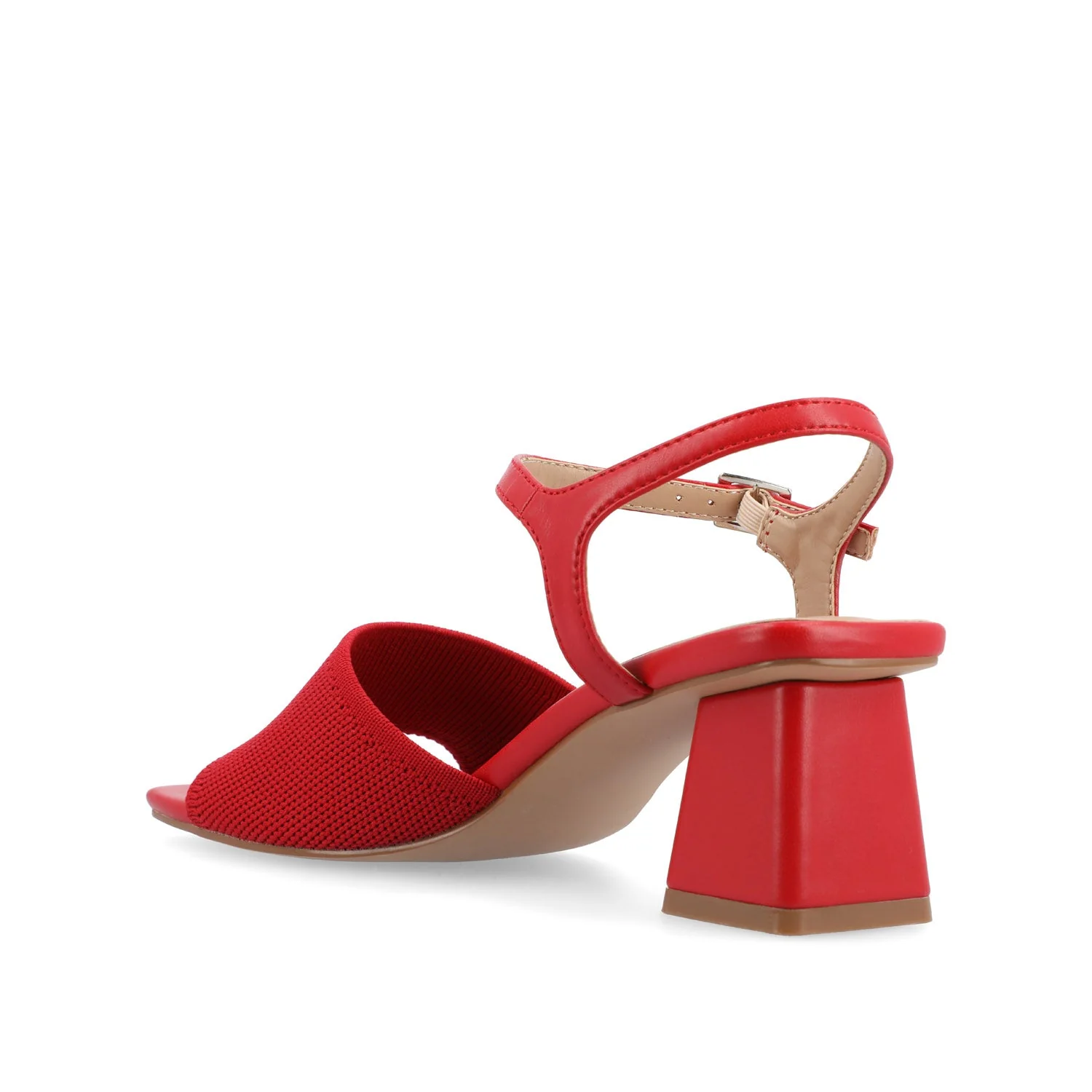 EVYLINN STRAPPY HEELS IN KNIT FABRIC - Red Knit - Image 4