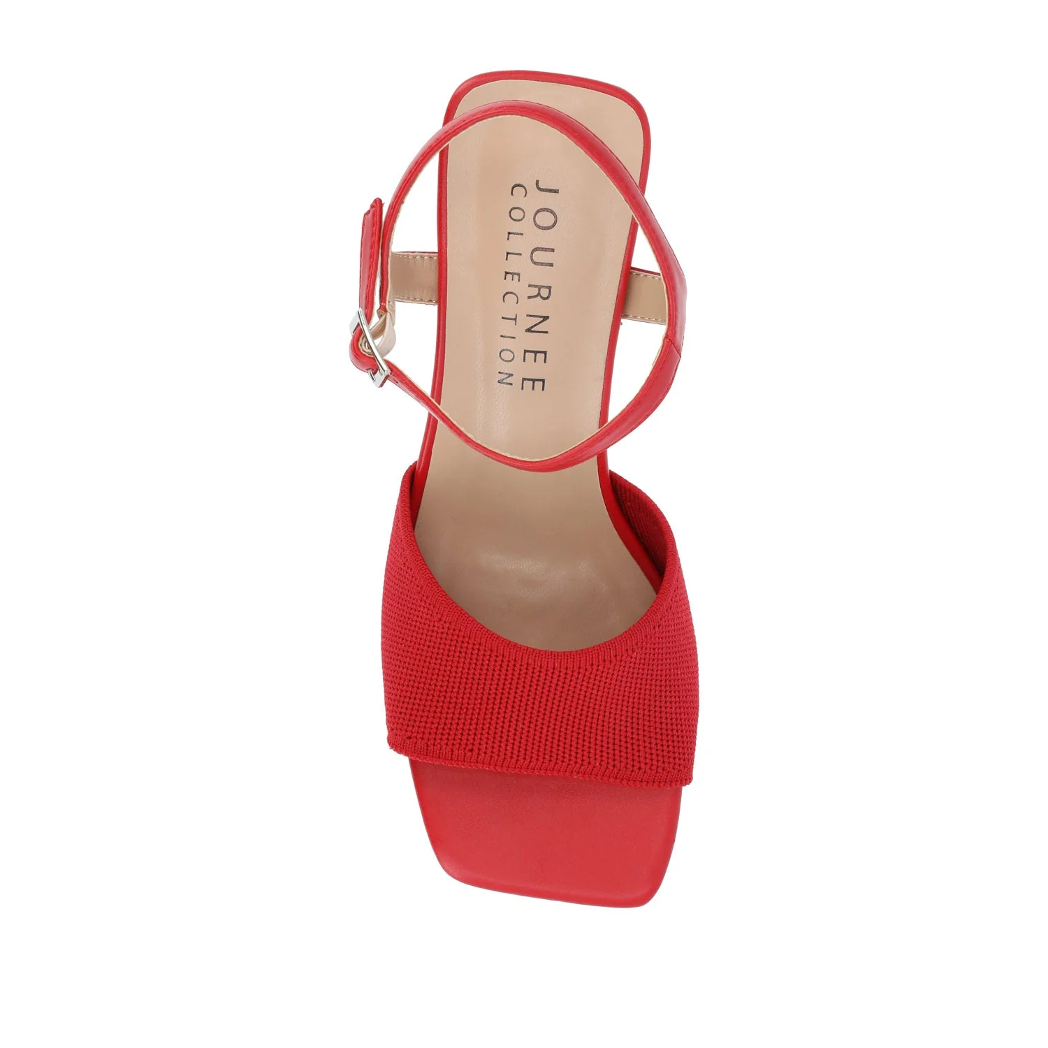EVYLINN STRAPPY HEELS IN KNIT FABRIC - Red Knit - Image 6
