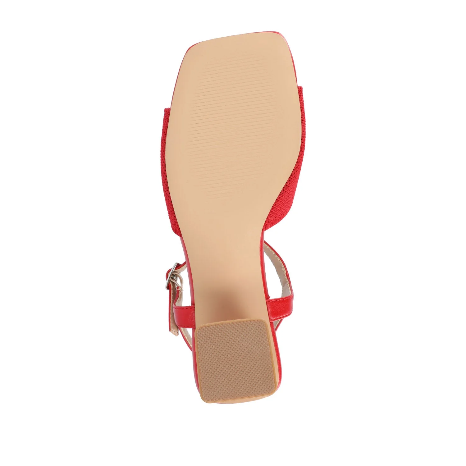 EVYLINN STRAPPY HEELS IN KNIT FABRIC - Red Knit - Image 8