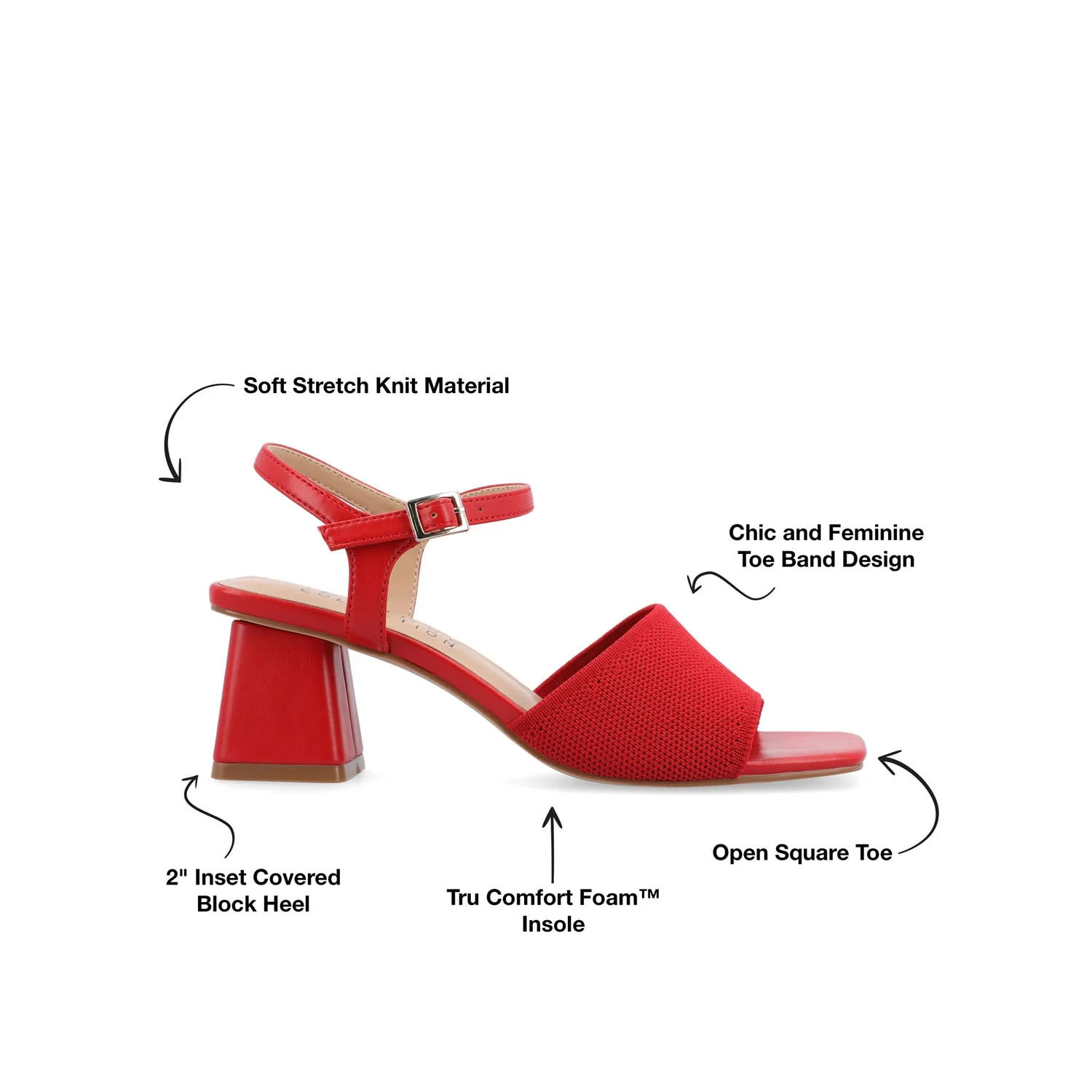 EVYLINN STRAPPY HEELS IN WIDE - Red Knit - Image 9