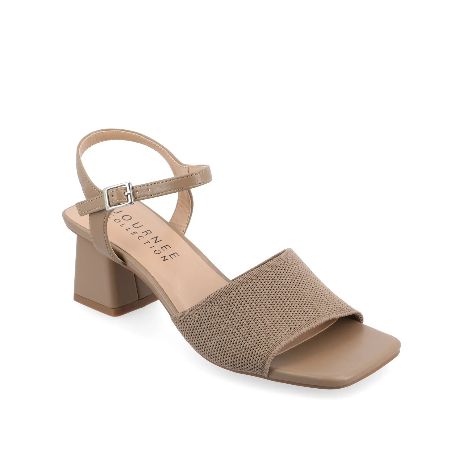 EVYLINN STRAPPY HEELS IN KNIT FABRIC - Taupe Knit - Image 2