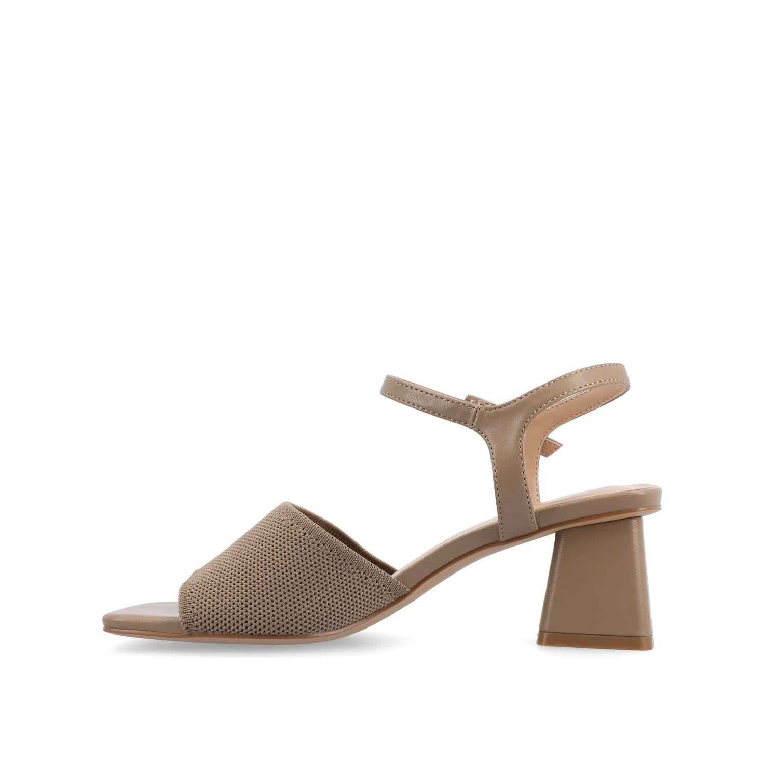 EVYLINN STRAPPY HEELS IN KNIT FABRIC - Taupe Knit - Image 3