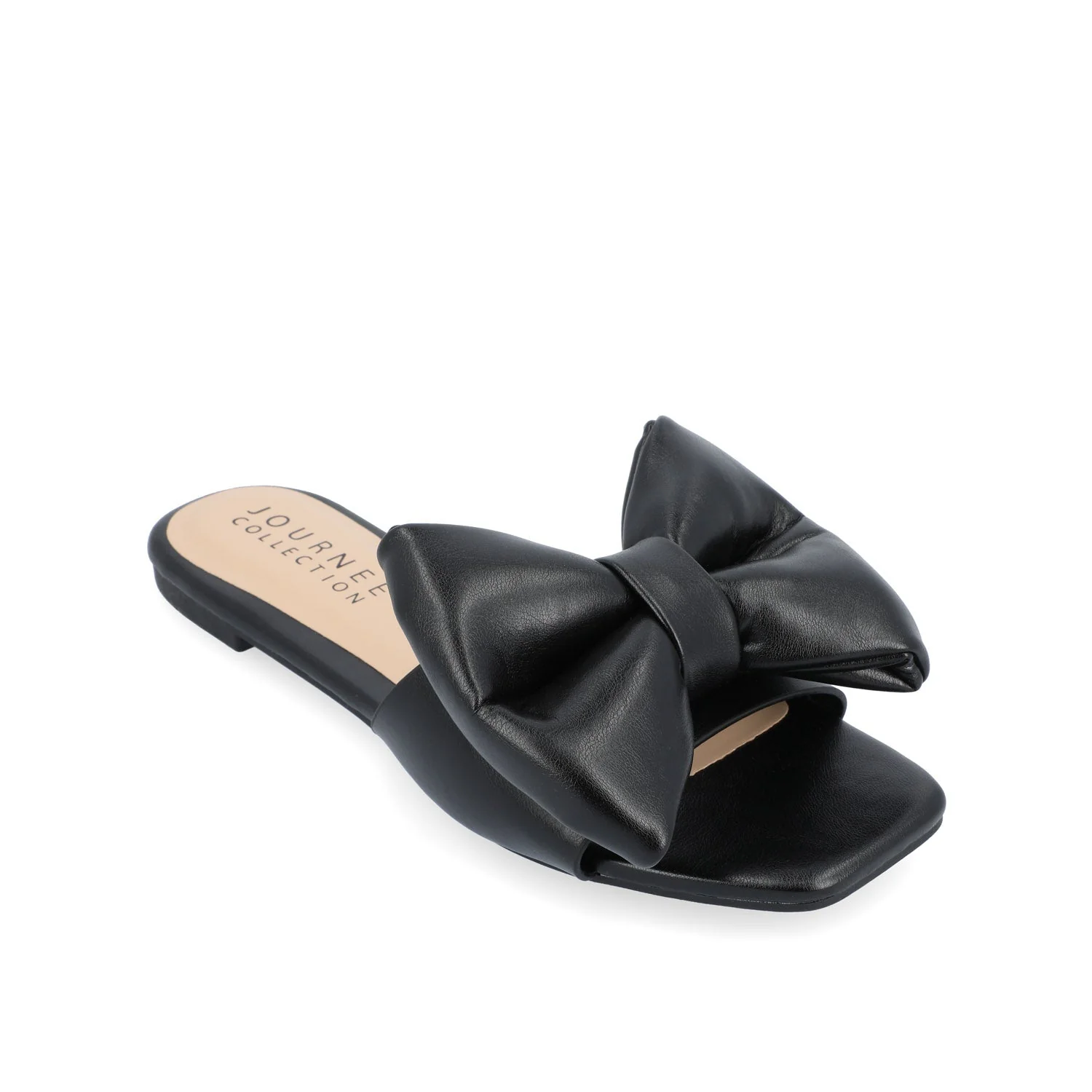 FAYRE PUFFED SLIDE SANDAL IN VEGAN LEATHER - Black PU - Image 2
