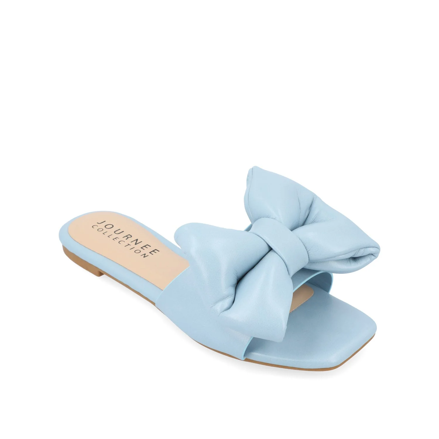 FAYRE PUFFED SLIDE SANDAL IN VEGAN LEATHER - Blue PU - Image 2