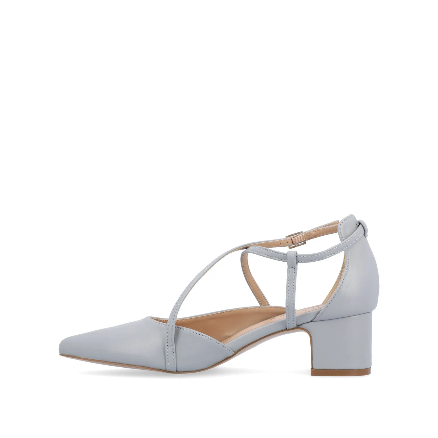GALVINN LOW BLOCK HEELS IN VEGAN LEATHER - Blue PU - Image 3