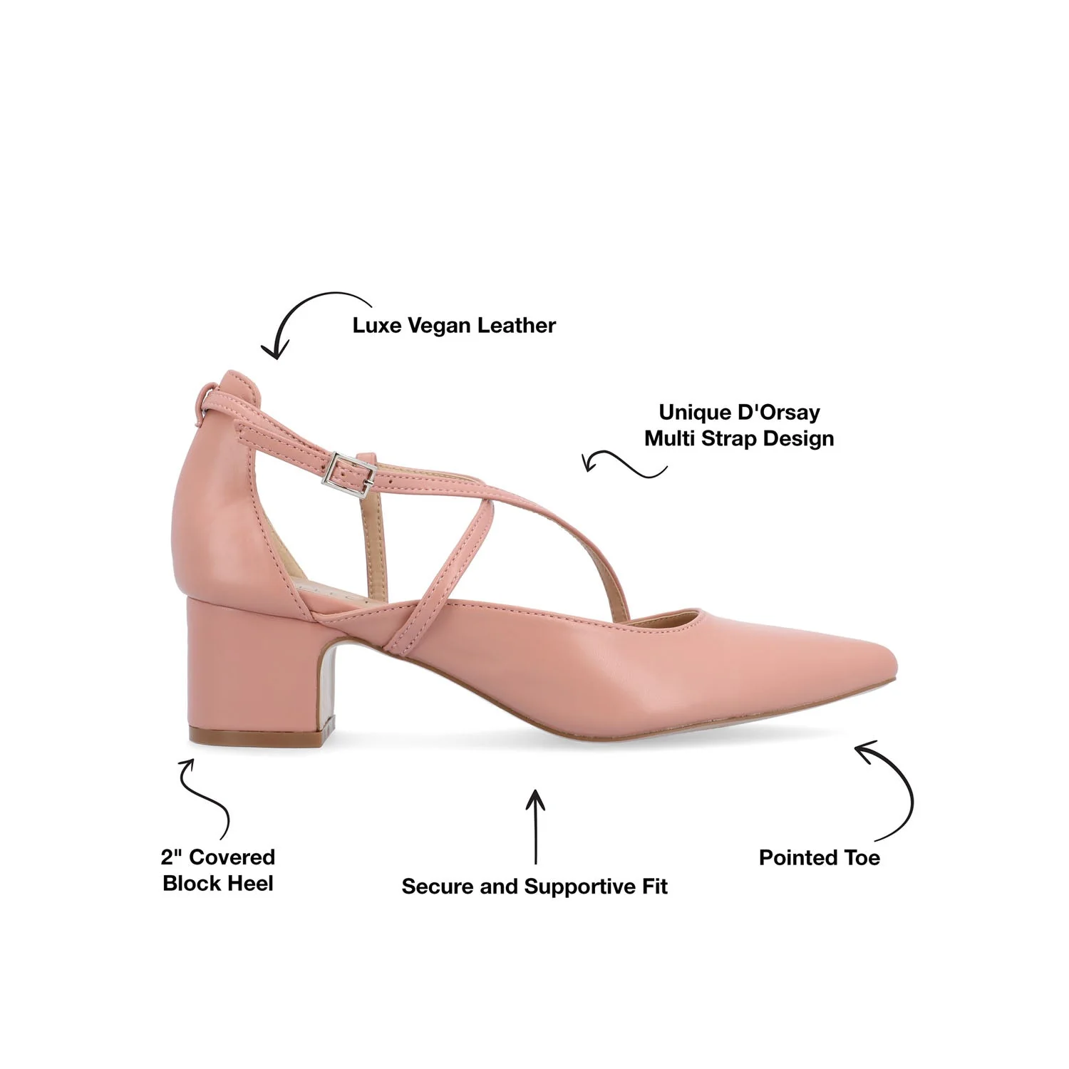 GALVINN LOW BLOCK HEELS IN VEGAN LEATHER - Blush PU - Image 9