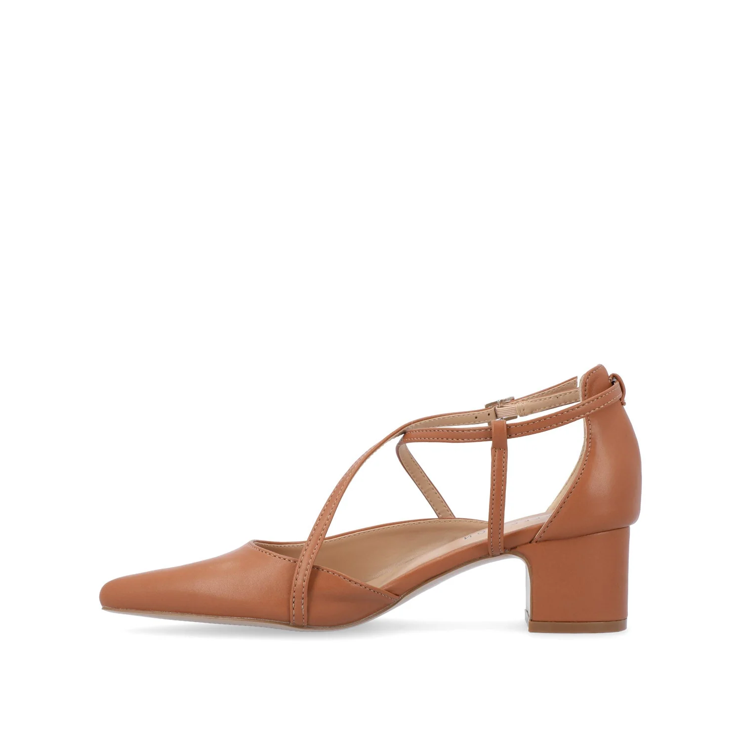 GALVINN LOW BLOCK HEELS IN VEGAN LEATHER - Cognac PU - Image 3