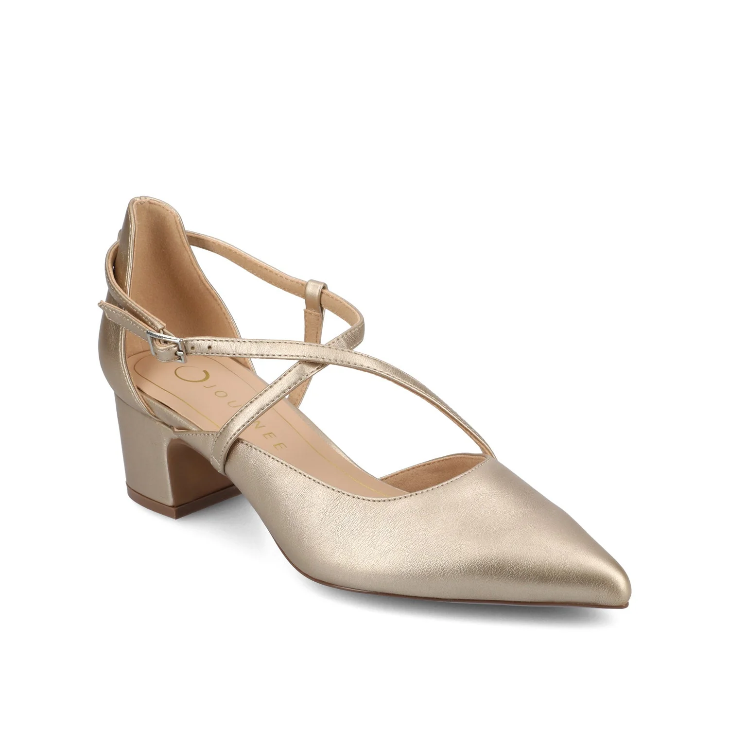 GALVINN LOW BLOCK HEELS IN WIDE - Champagne PU - Image 2