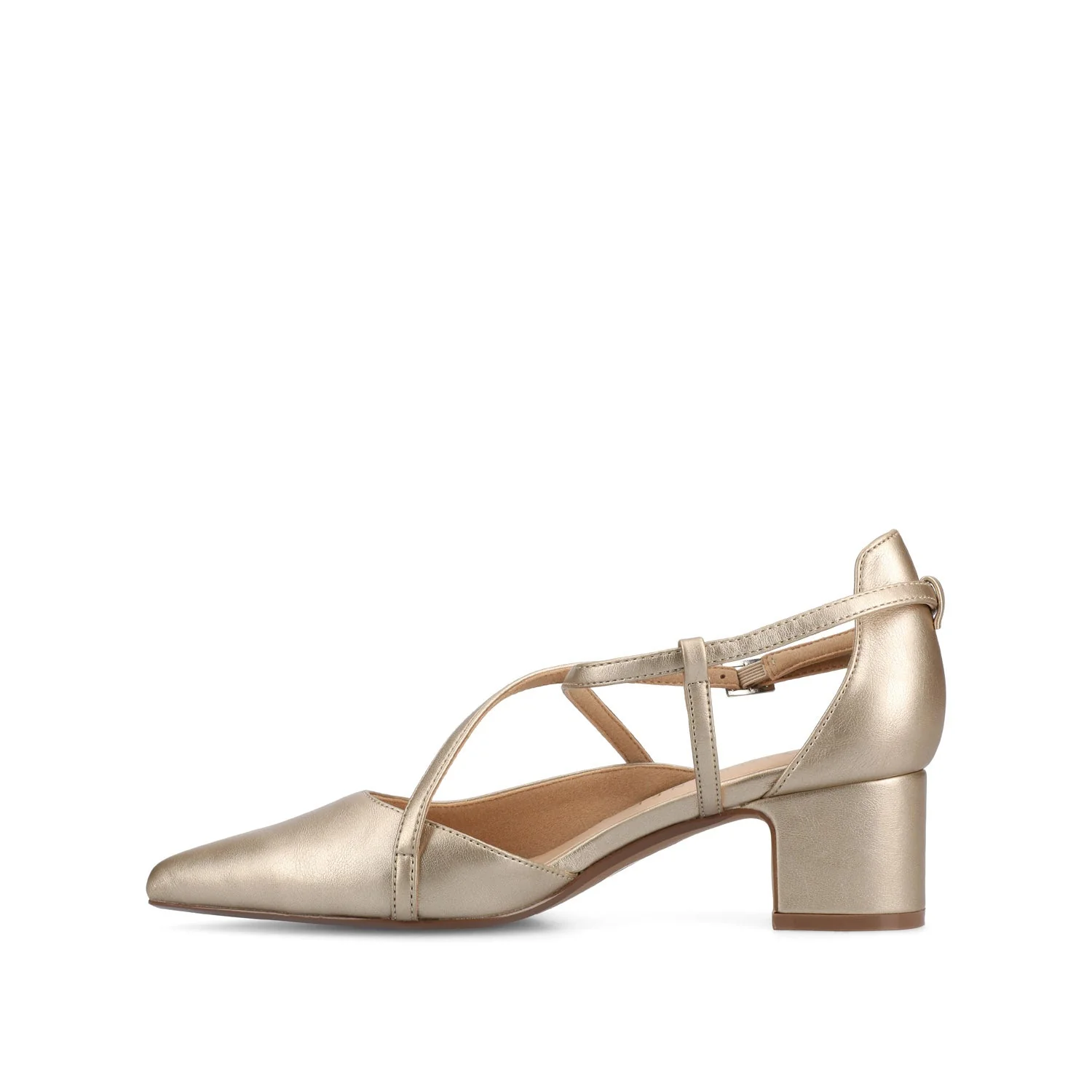 GALVINN LOW BLOCK HEELS IN WIDE - Champagne PU - Image 3