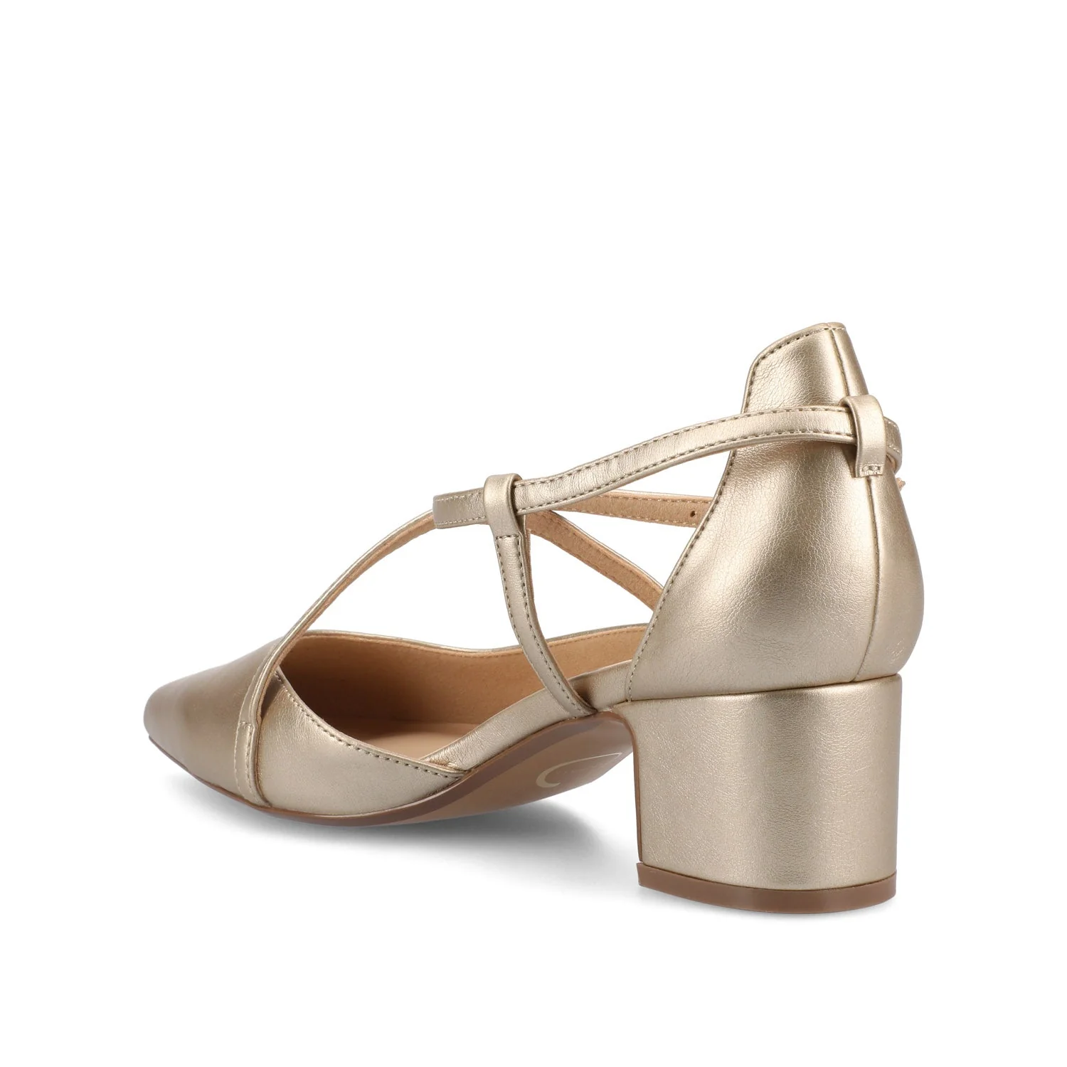 GALVINN LOW BLOCK HEELS IN WIDE - Champagne PU - Image 4