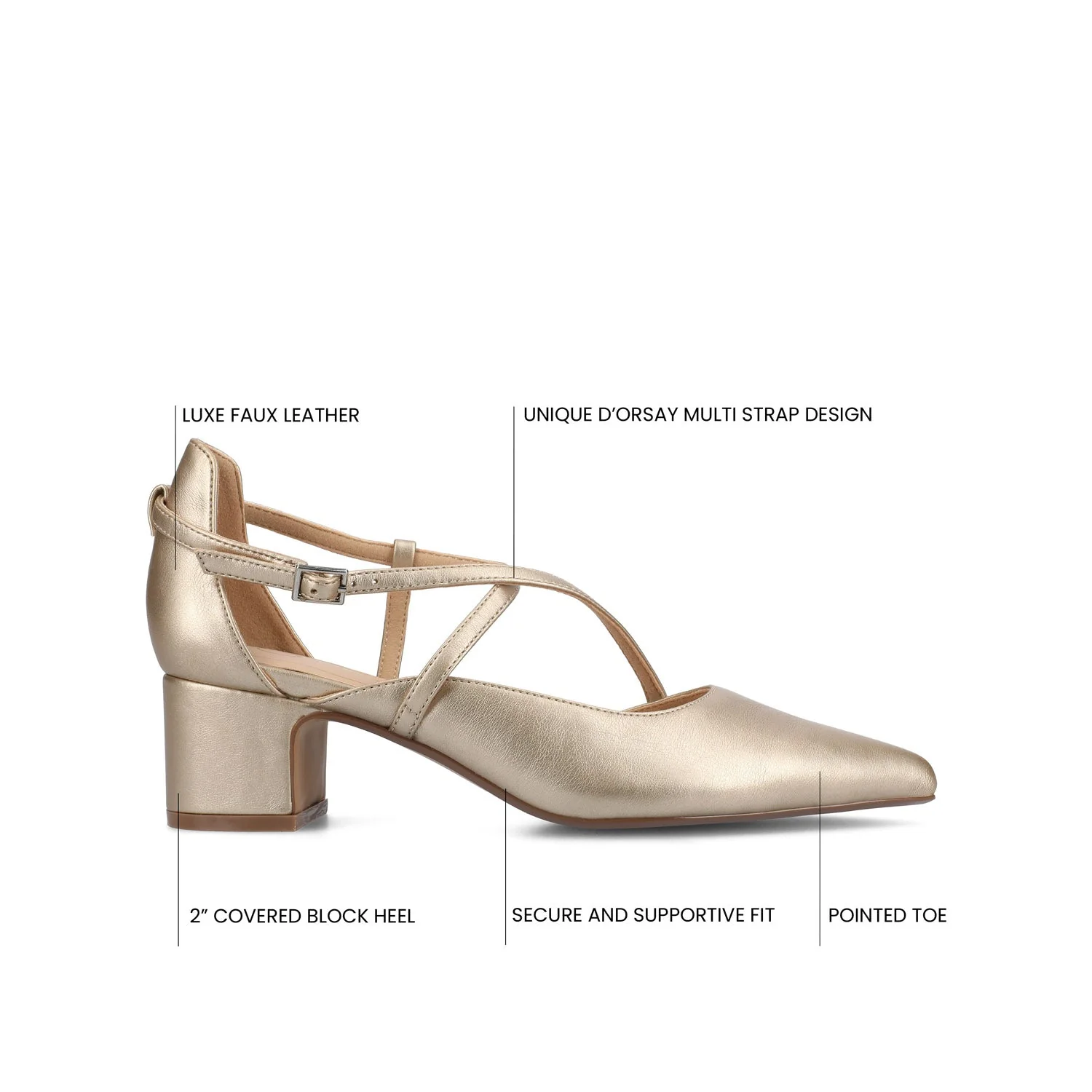 GALVINN LOW BLOCK HEELS IN WIDE - Champagne PU - Image 9