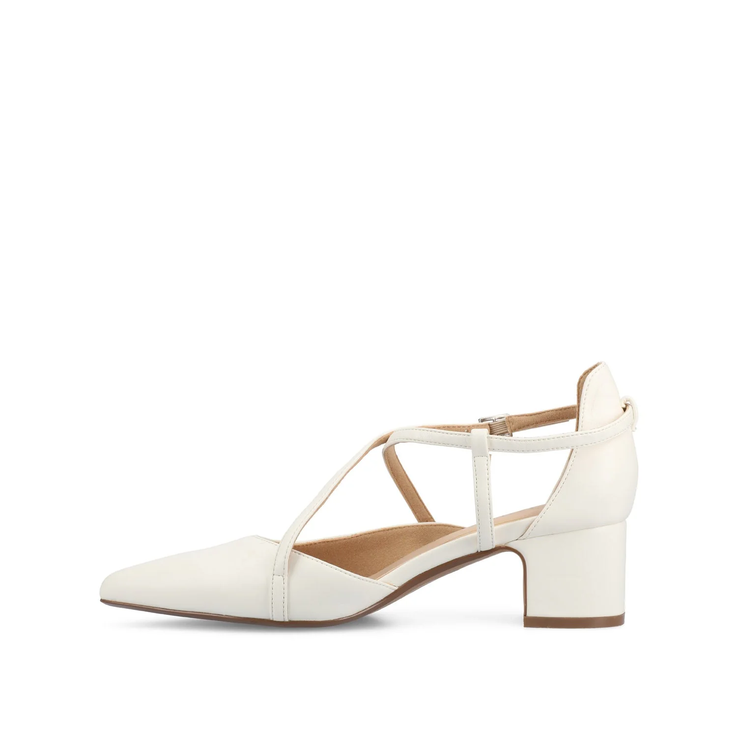 GALVINN LOW BLOCK HEELS IN VEGAN LEATHER - White PU - Image 3