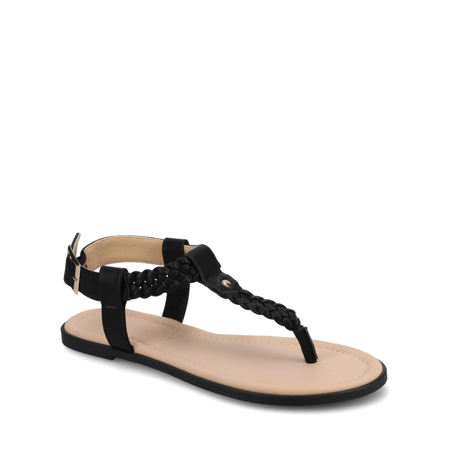 GENEVIVE T-STRAP SANDALS IN VEGAN LEATHER - Black - Image 2