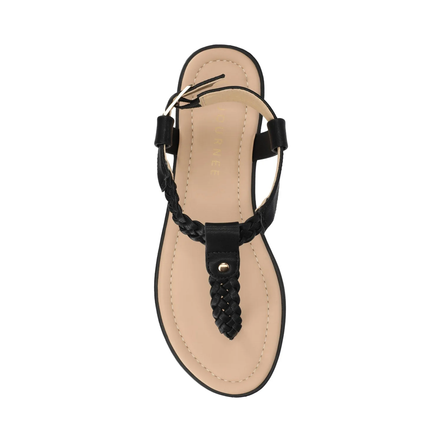 GENEVIVE T-STRAP SANDALS IN VEGAN LEATHER - Black - Image 4