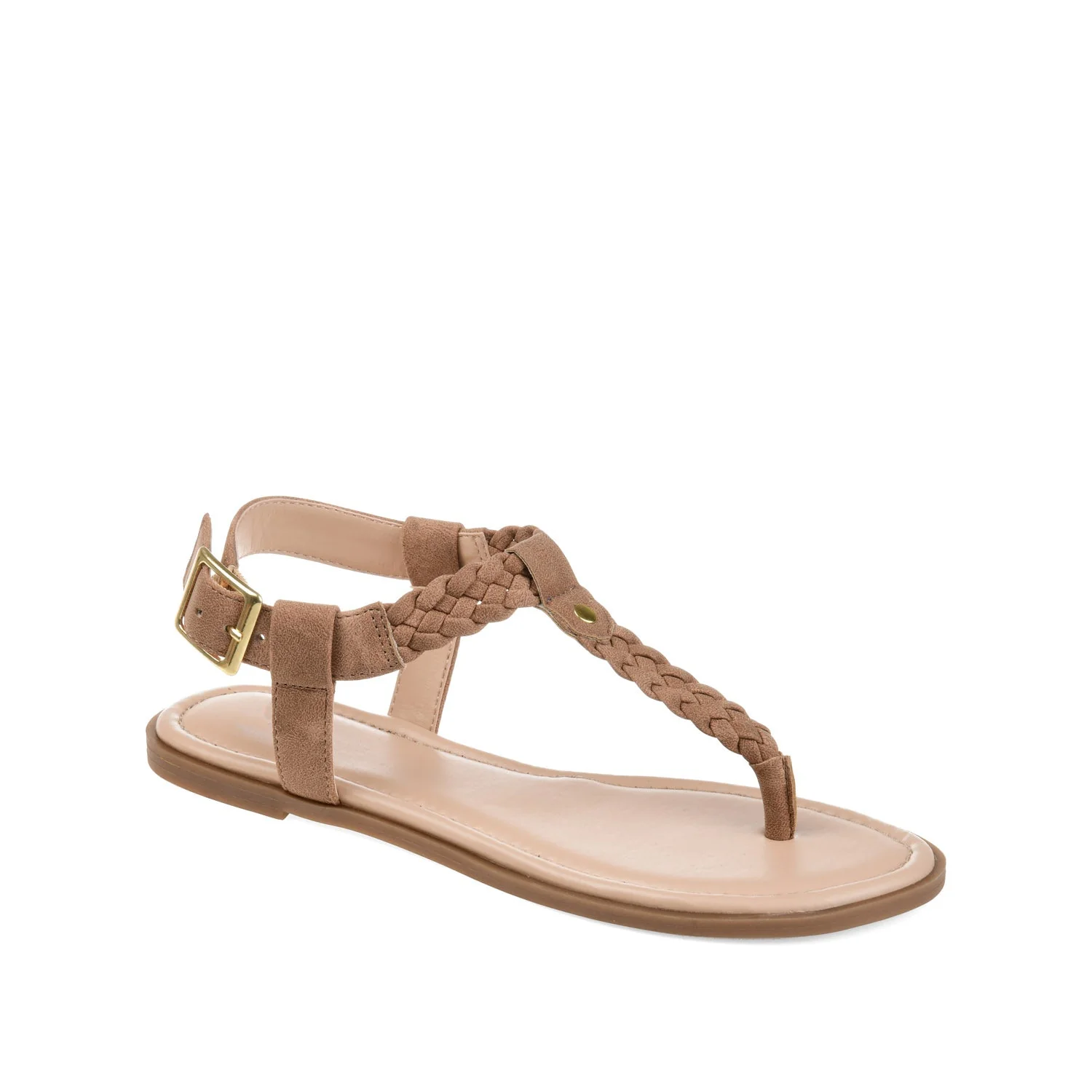 GENEVIVE T-STRAP SANDALS IN VEGAN LEATHER - Brown - Image 2