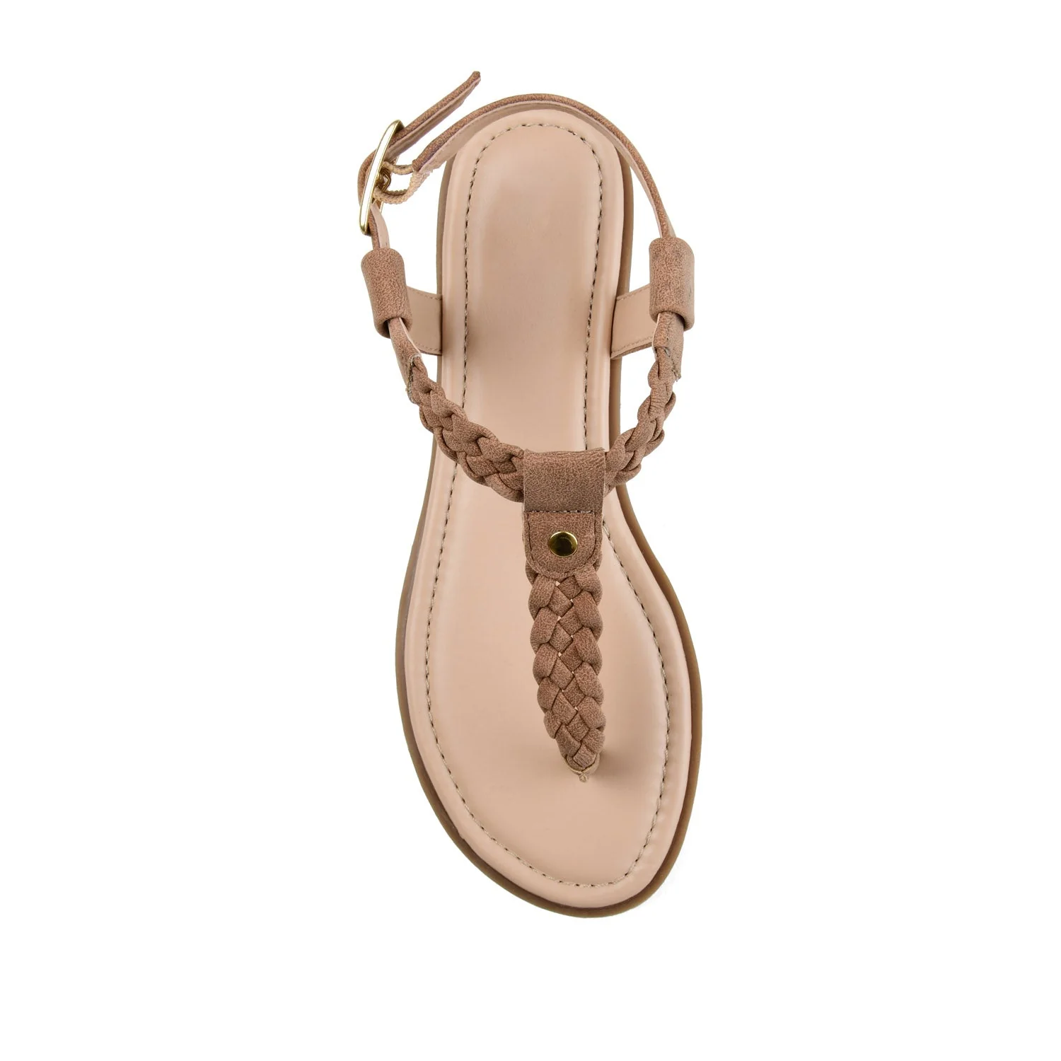 GENEVIVE T-STRAP SANDALS IN VEGAN LEATHER - Brown - Image 6
