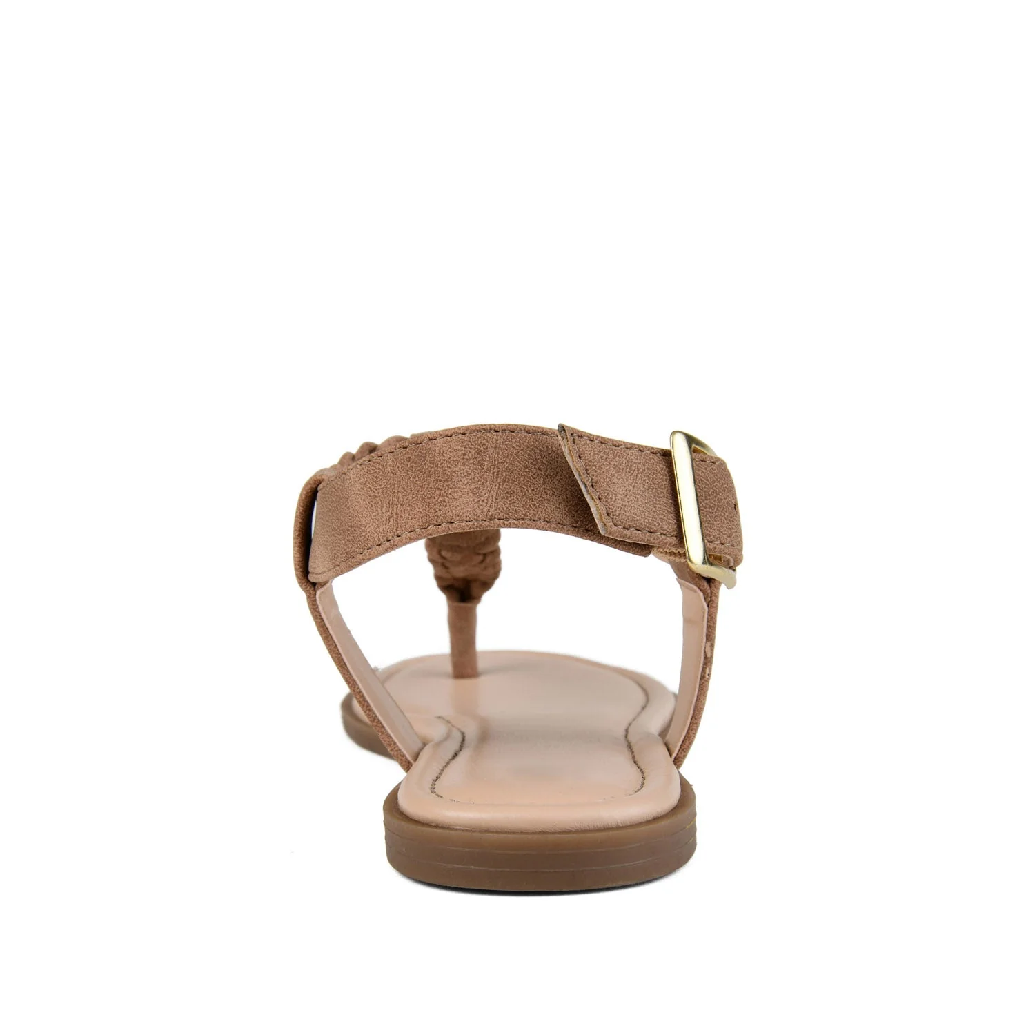 GENEVIVE T-STRAP SANDALS IN VEGAN LEATHER - Brown - Image 7