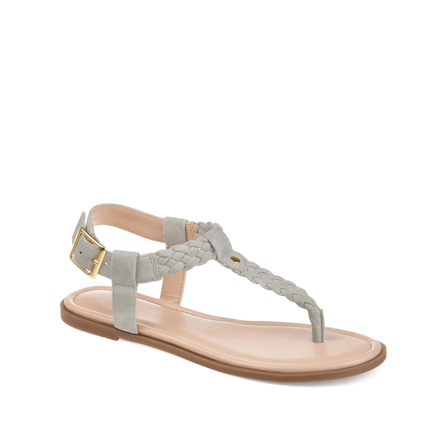 GENEVIVE T-STRAP SANDALS IN VEGAN LEATHER - Grey - Image 2