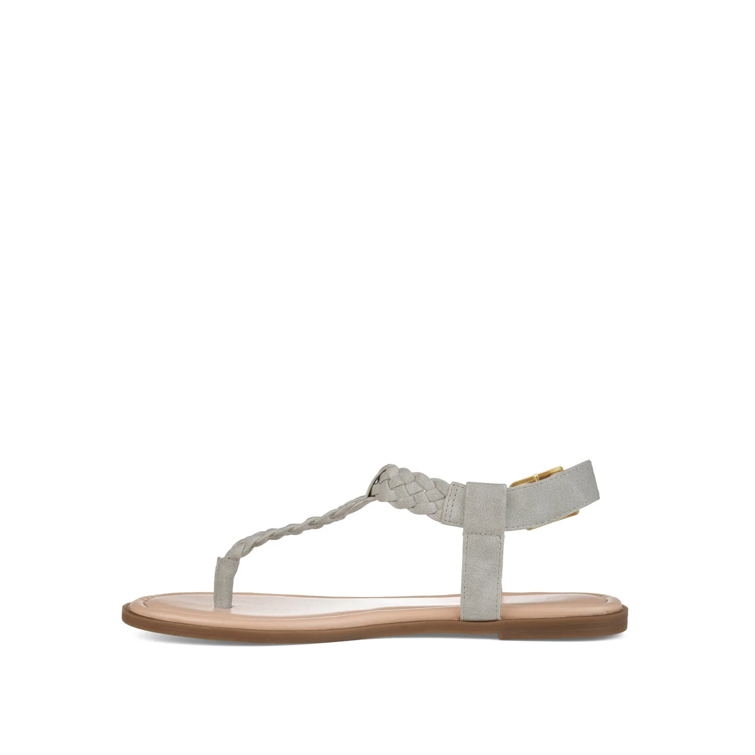 GENEVIVE T-STRAP SANDALS IN VEGAN LEATHER - Grey - Image 3