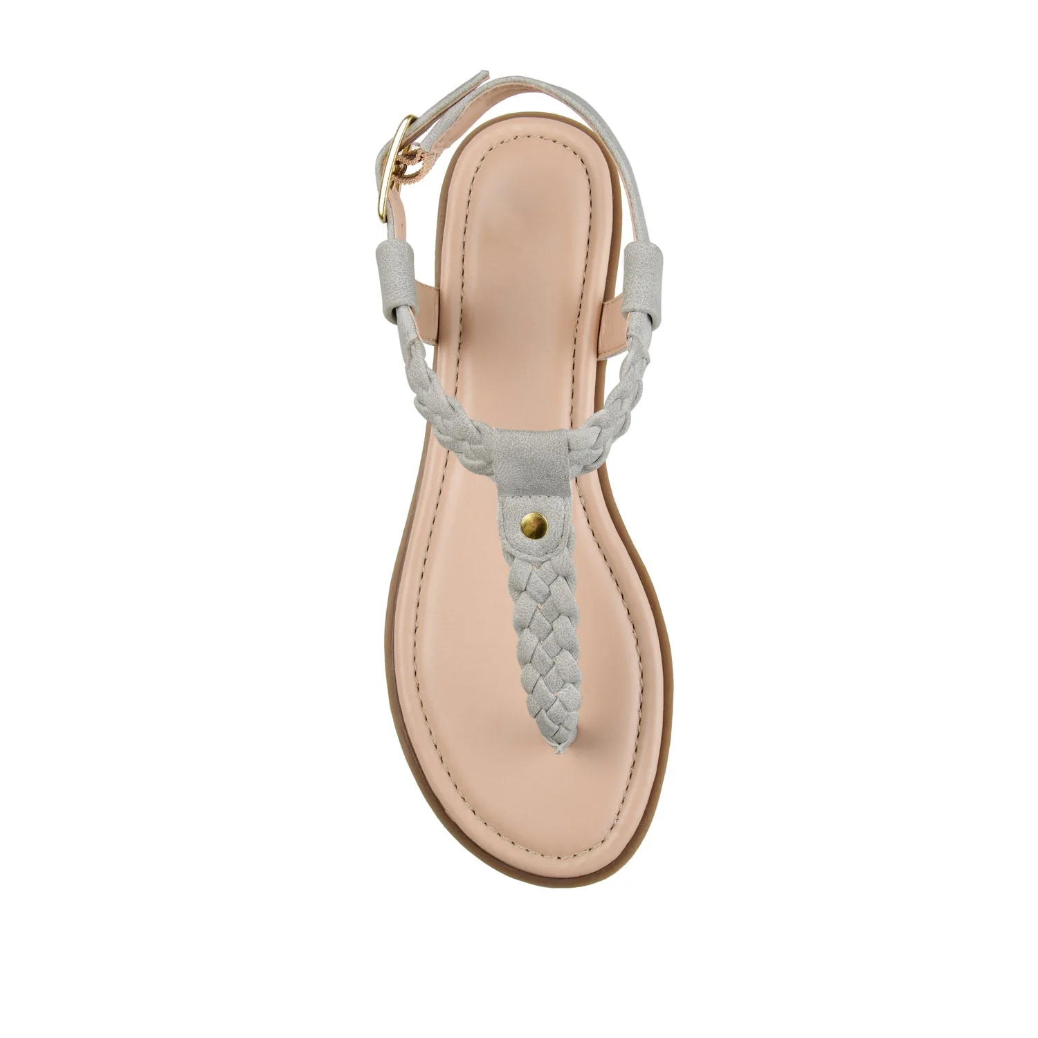 GENEVIVE T-STRAP SANDALS IN VEGAN LEATHER - Grey - Image 6