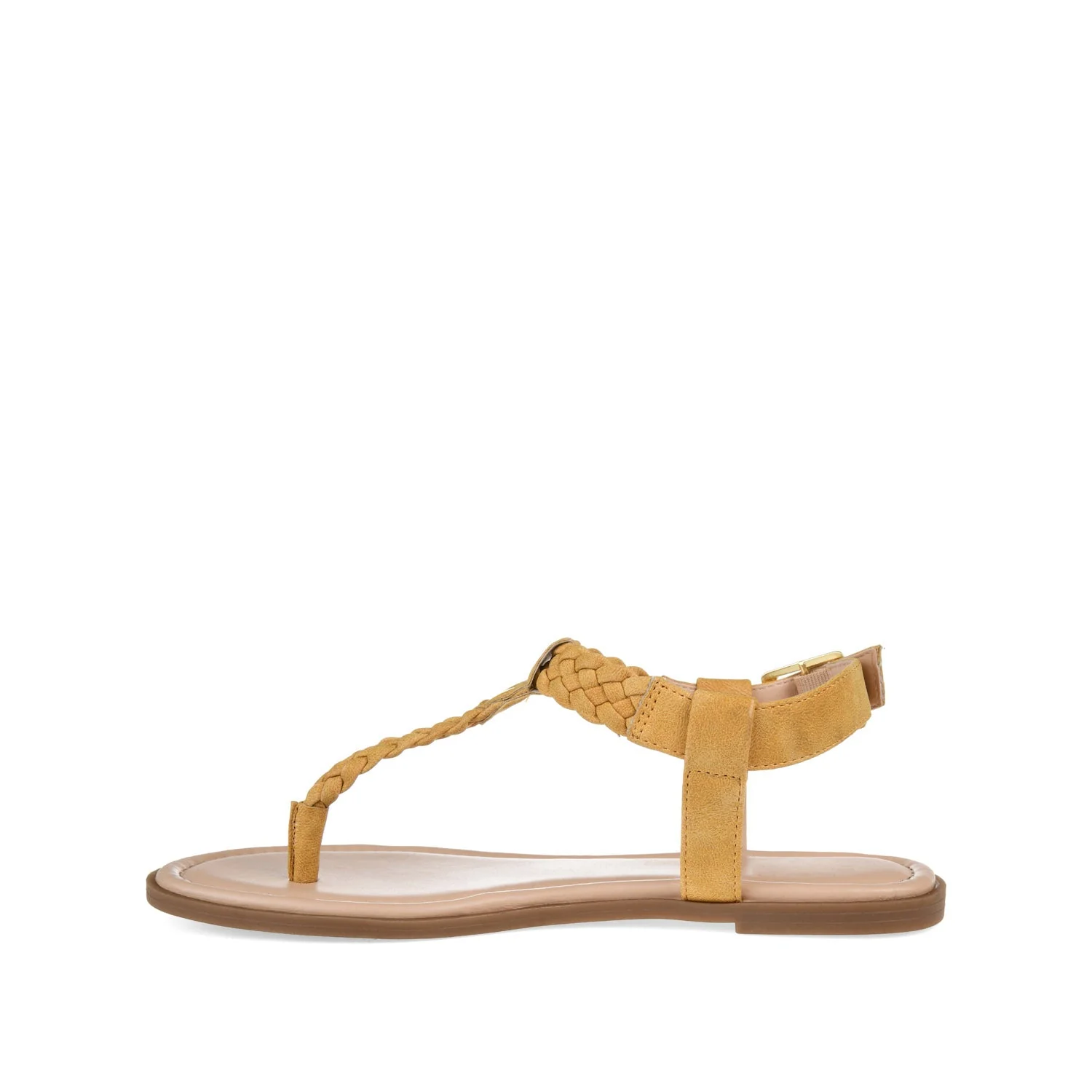 GENEVIVE T-STRAP SANDALS IN VEGAN LEATHER - Mustard2 PU - Image 3
