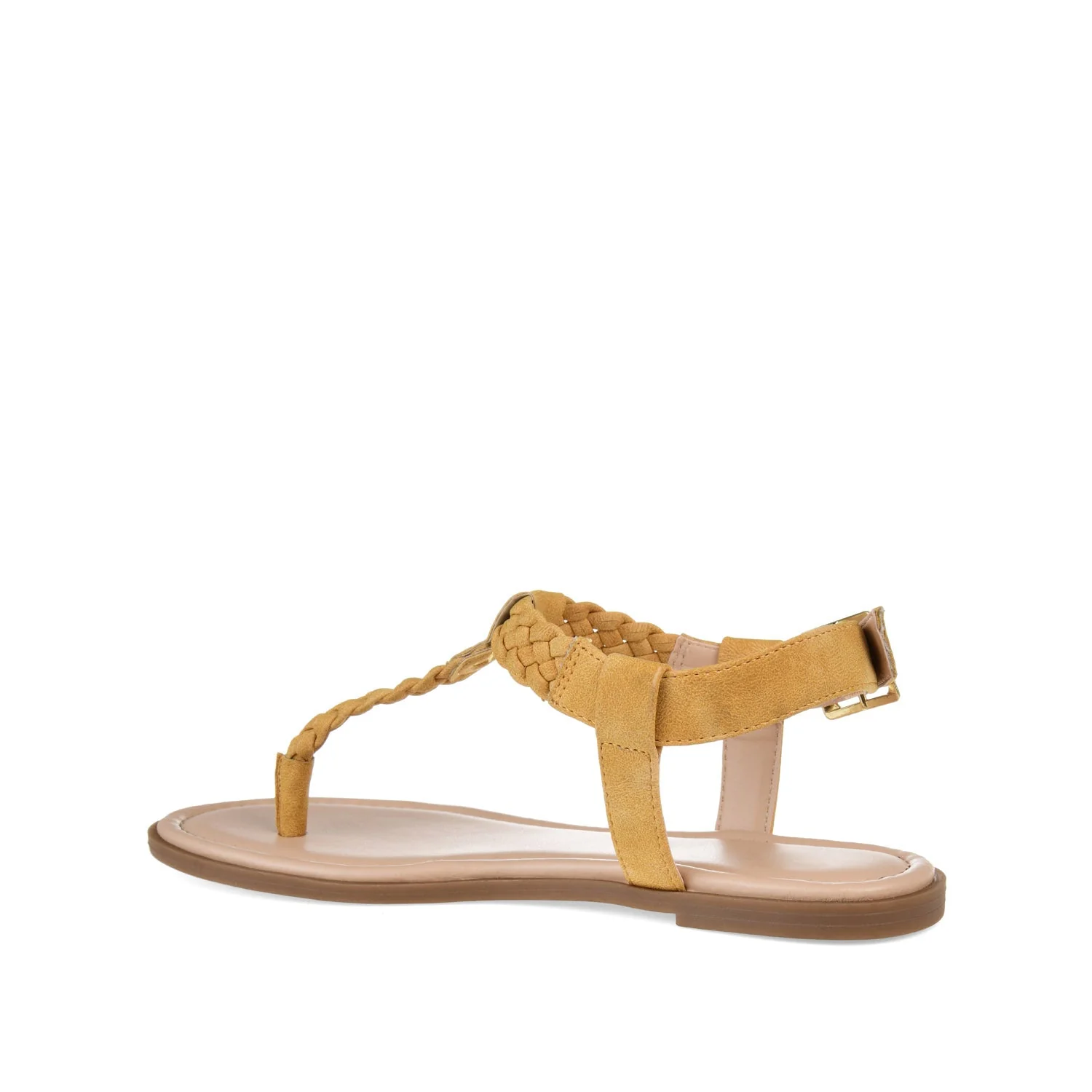 GENEVIVE T-STRAP SANDALS IN VEGAN LEATHER - Mustard2 PU - Image 4