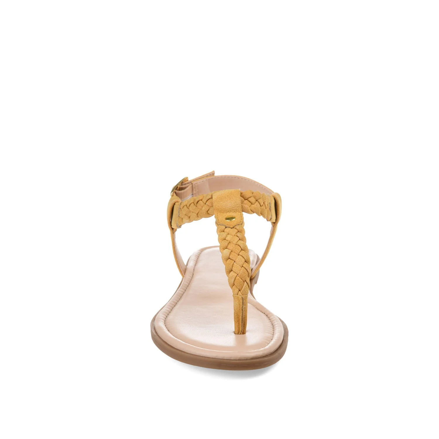 GENEVIVE T-STRAP SANDALS IN VEGAN LEATHER - Mustard2 PU - Image 5