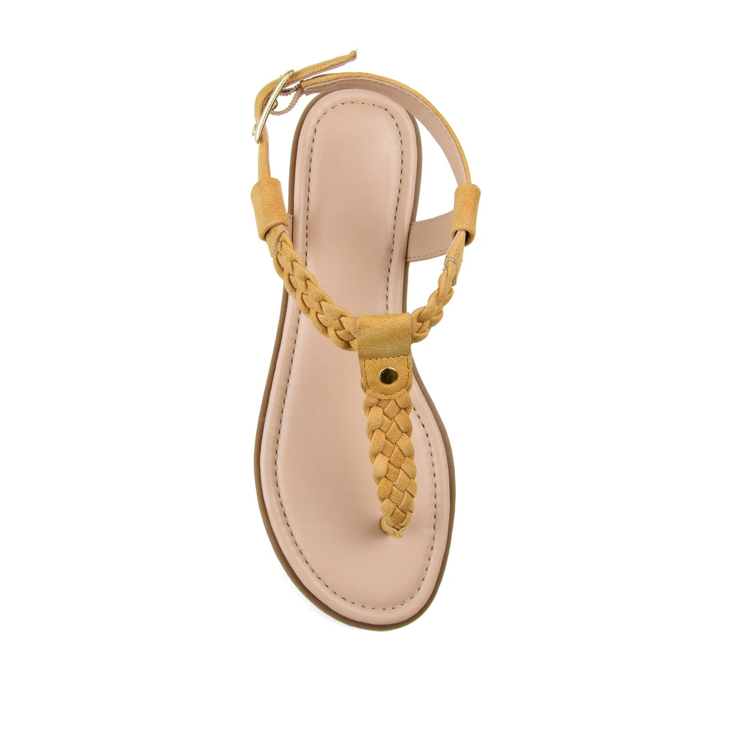 GENEVIVE T-STRAP SANDALS IN VEGAN LEATHER - Mustard2 PU - Image 6