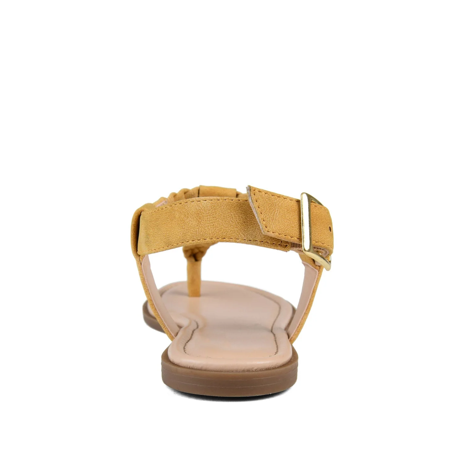 GENEVIVE T-STRAP SANDALS IN VEGAN LEATHER - Mustard2 PU - Image 7
