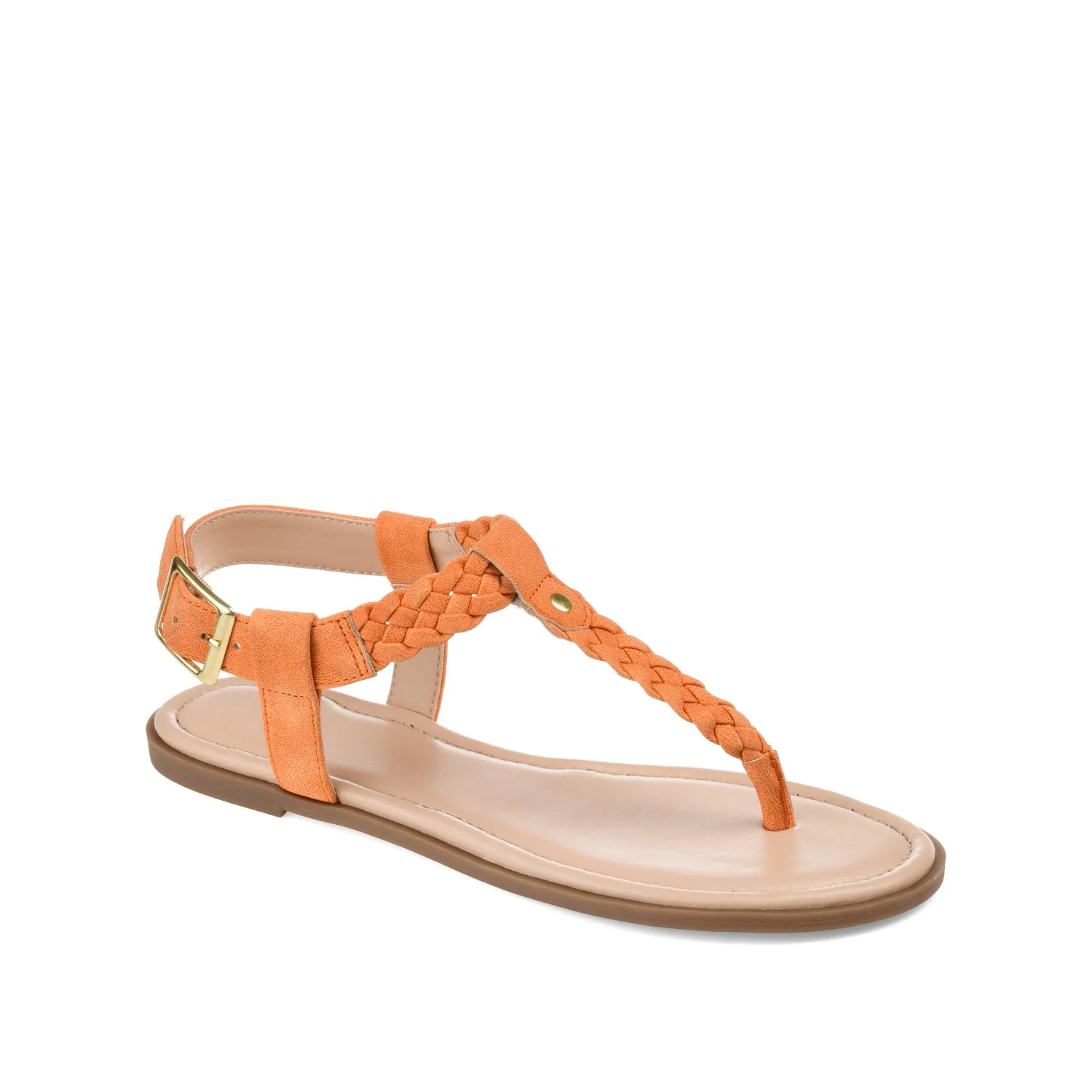 GENEVIVE T-STRAP SANDALS IN VEGAN LEATHER - Orange - Image 2