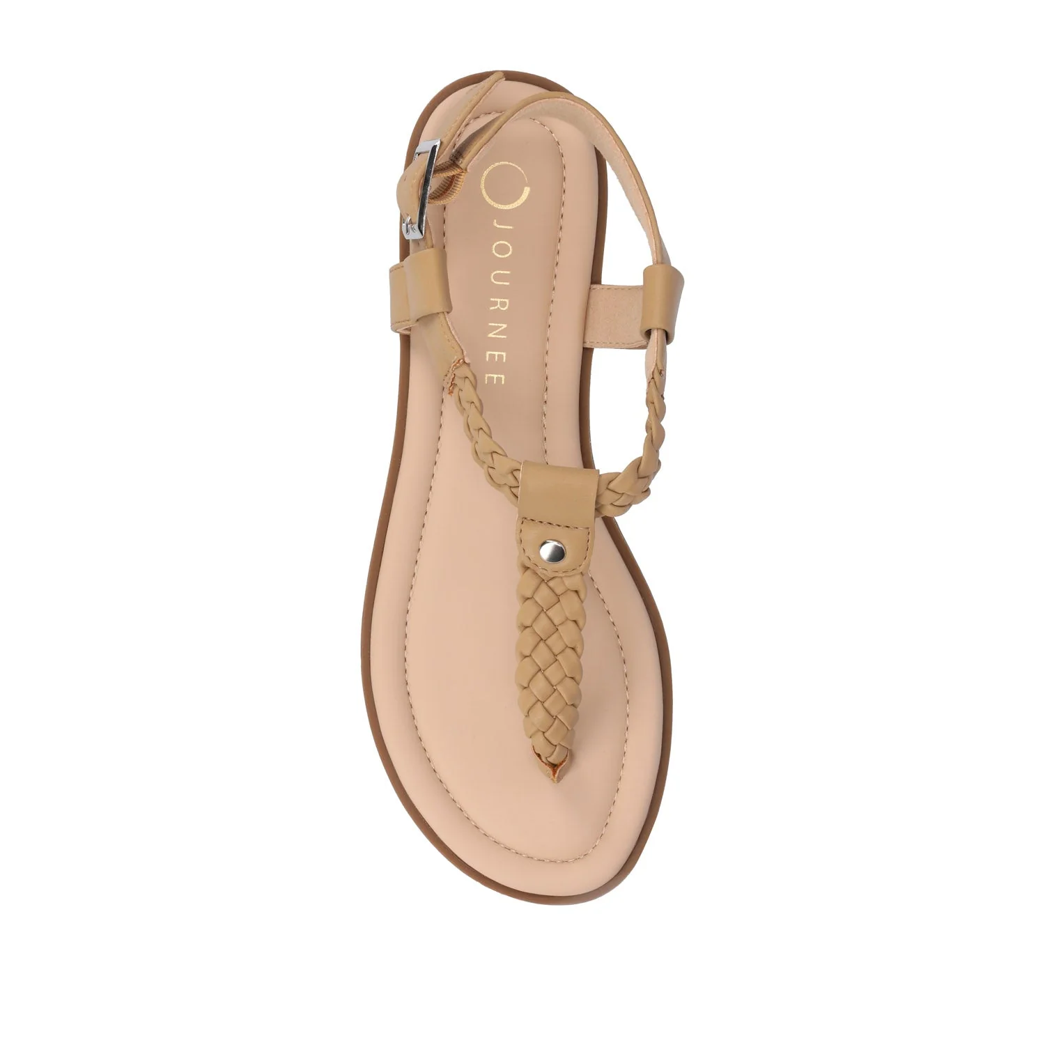 GENEVIVE T-STRAP SANDALS IN VEGAN LEATHER - Tan - Image 6