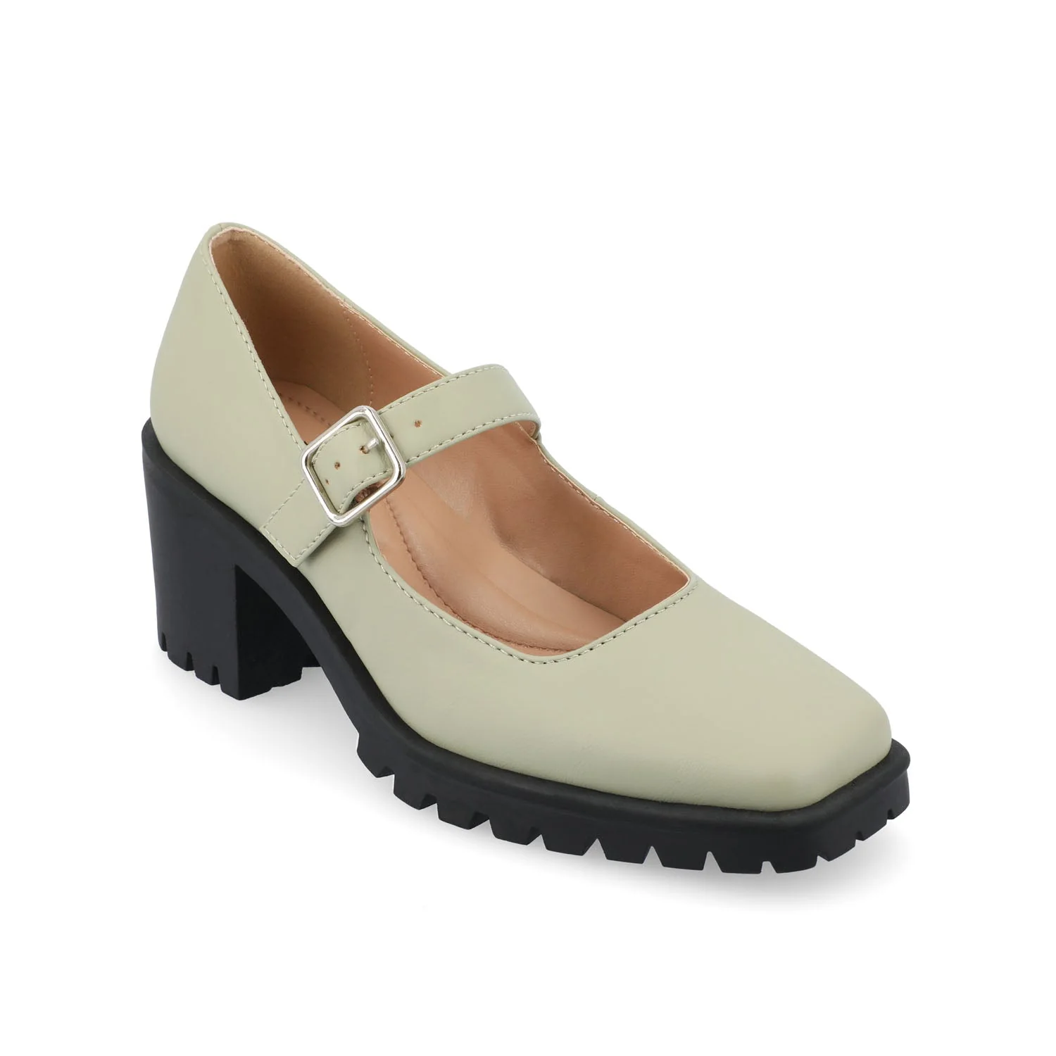GLADYS MARY JANE HEELS IN VEGAN LEATHER - Green PU - Image 3