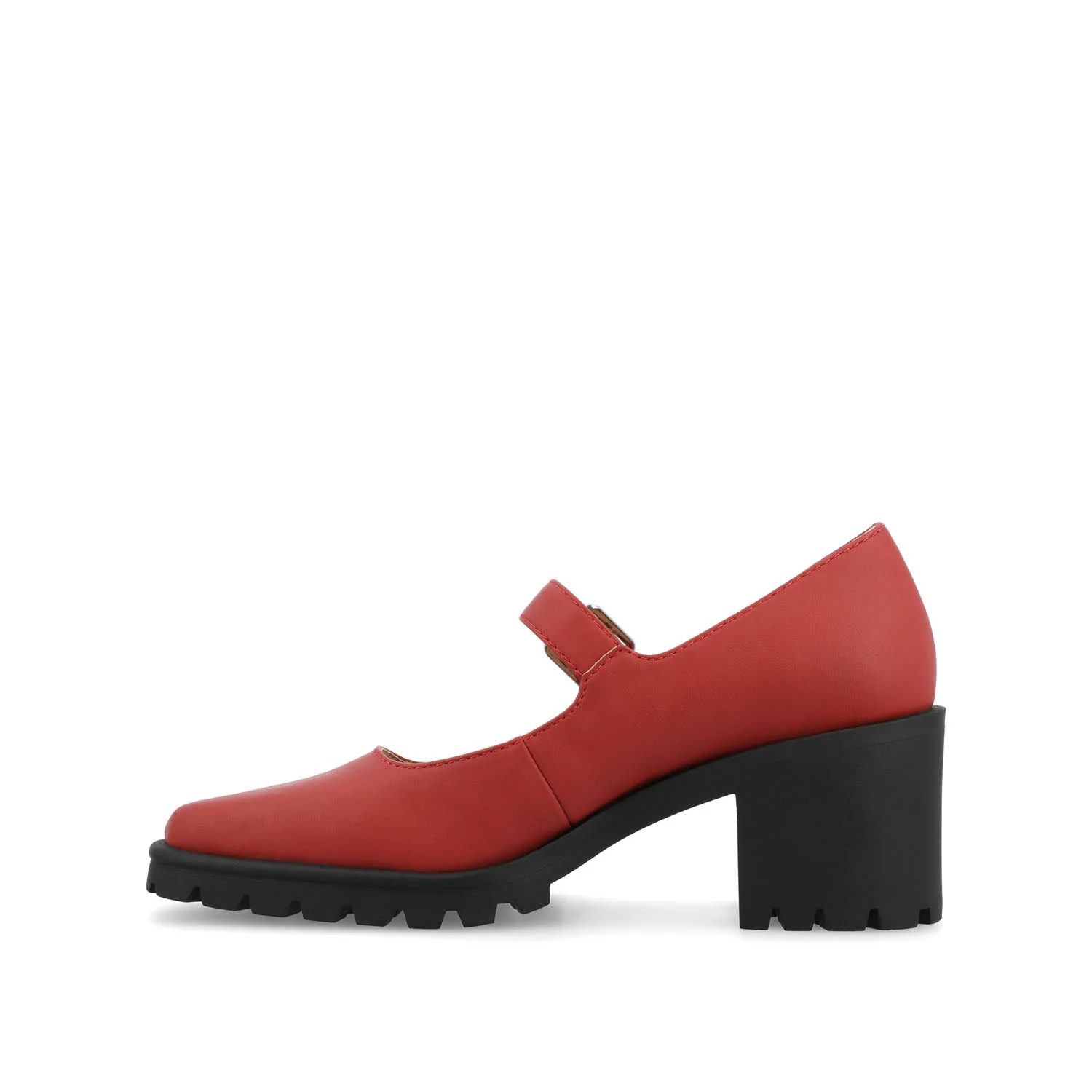 GLADYS MARY JANE HEELS IN VEGAN LEATHER - Red PU - Image 3