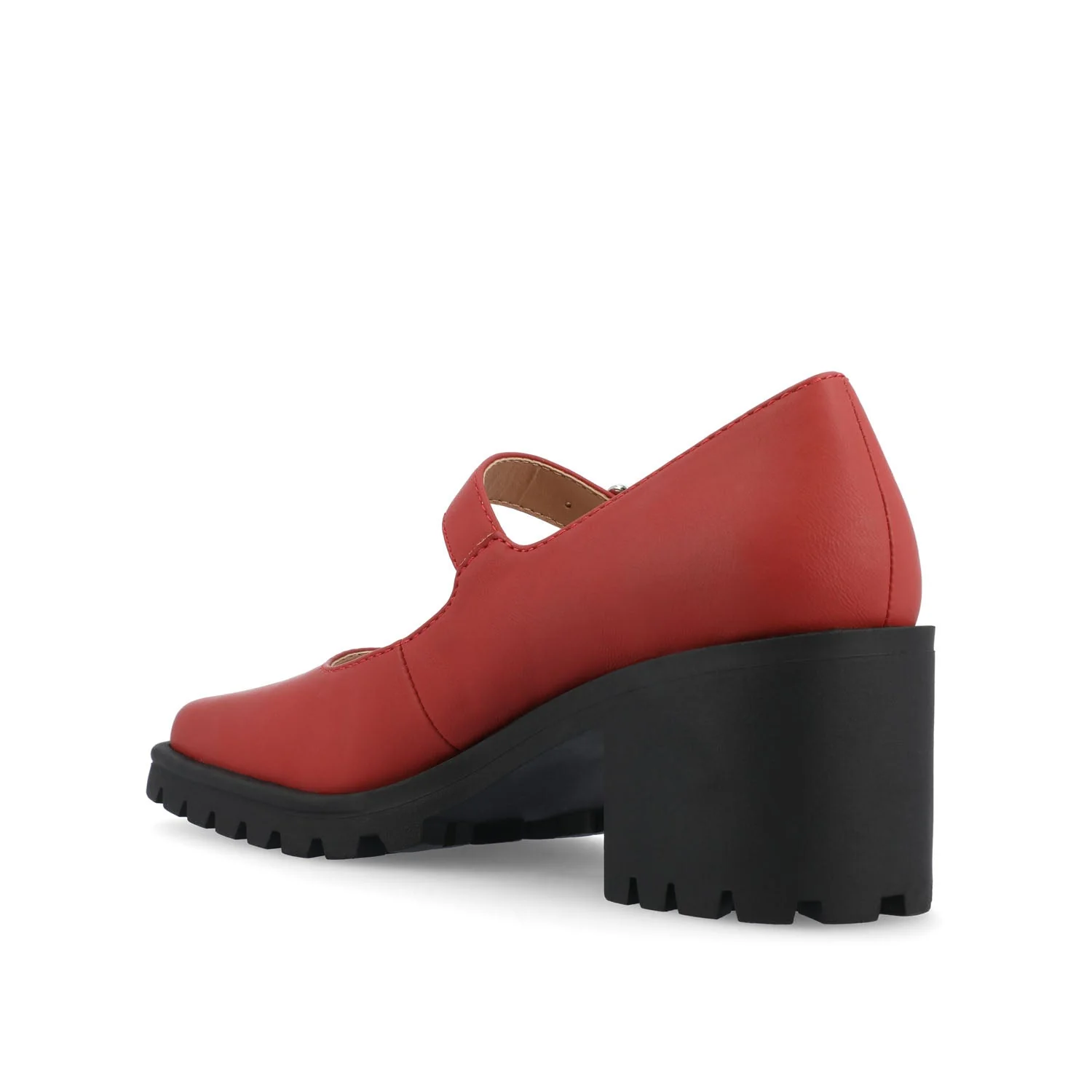 GLADYS MARY JANE HEELS IN VEGAN LEATHER - Red PU - Image 4