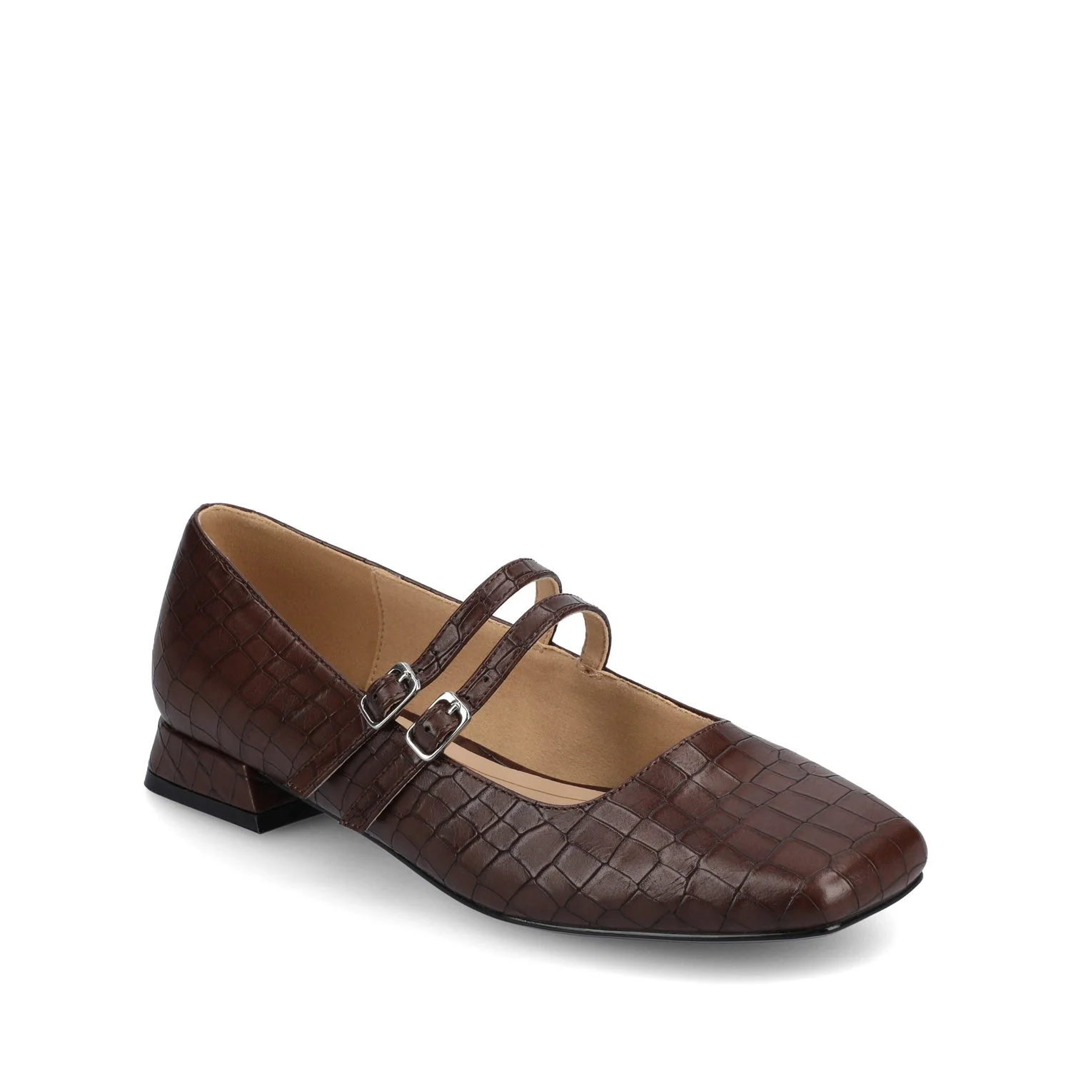 GREDAH MARY JANE FLATS IN VEGAN LEATHER - Brown Croco - Image 2