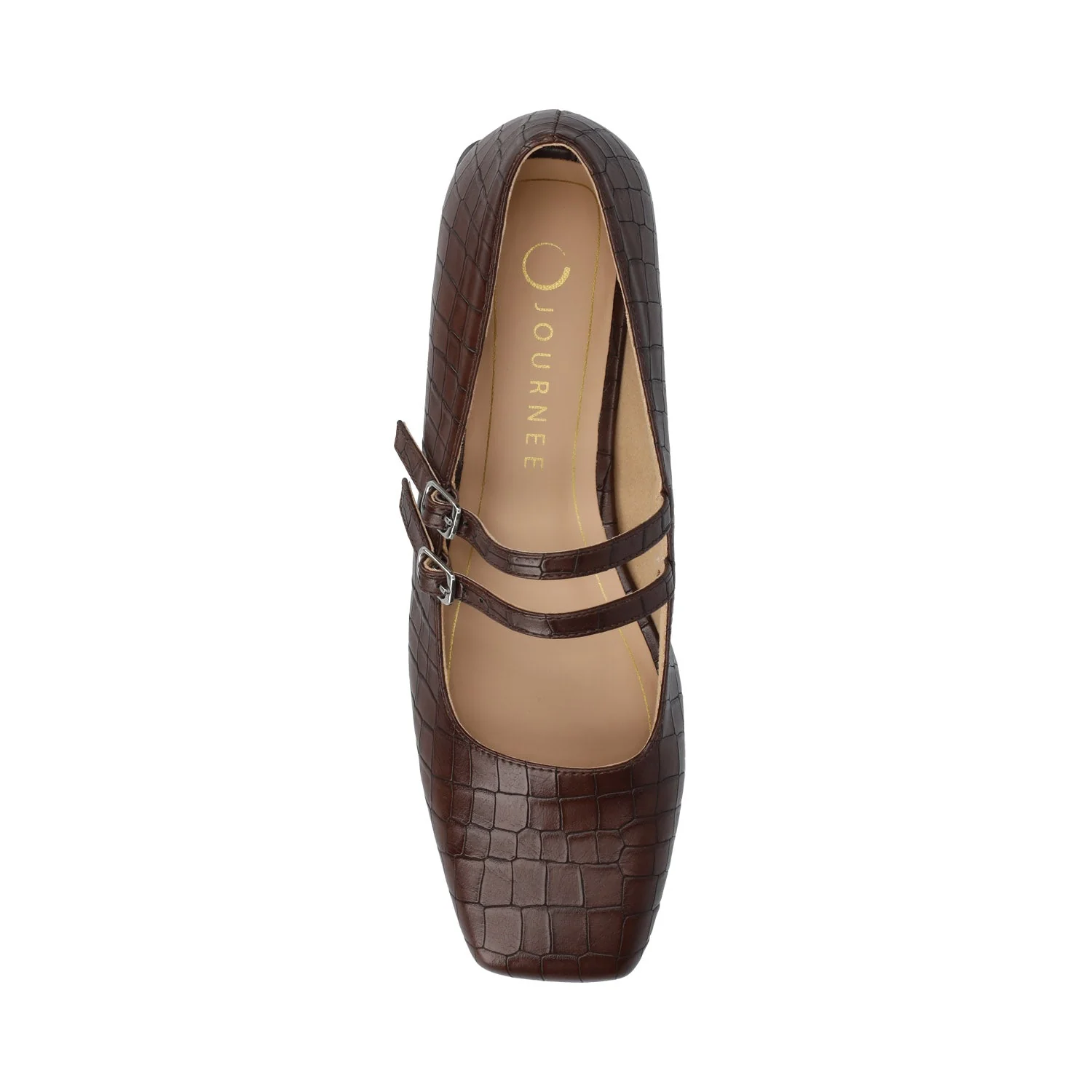 GREDAH MARY JANE FLATS IN VEGAN LEATHER - Brown Croco - Image 4
