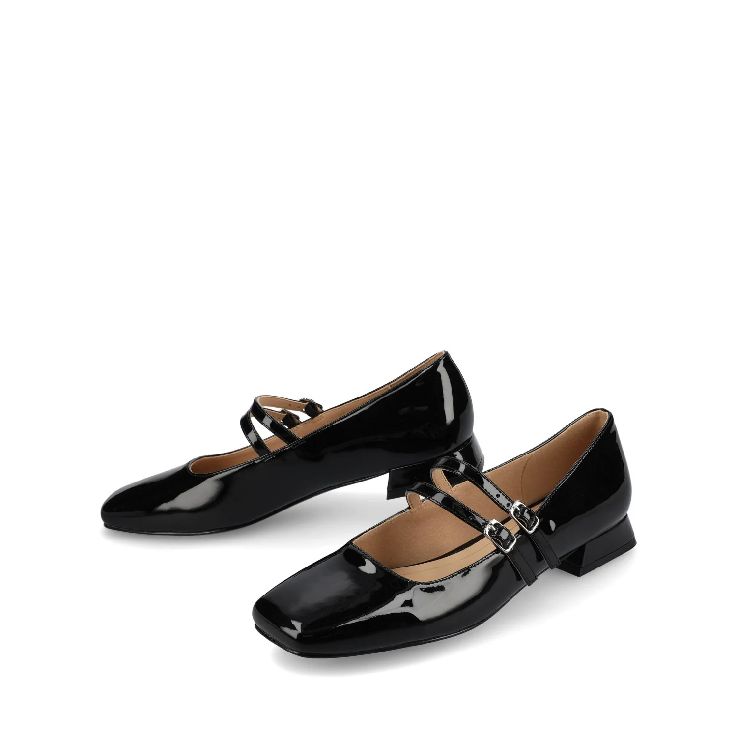 GREDAH MARY JANE DRESS FLATS IN WIDE - Black Patent - Image 2