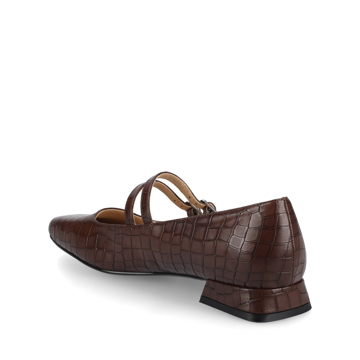 GREDAH MARY JANE DRESS FLATS IN WIDE - Brown Croco - Image 3