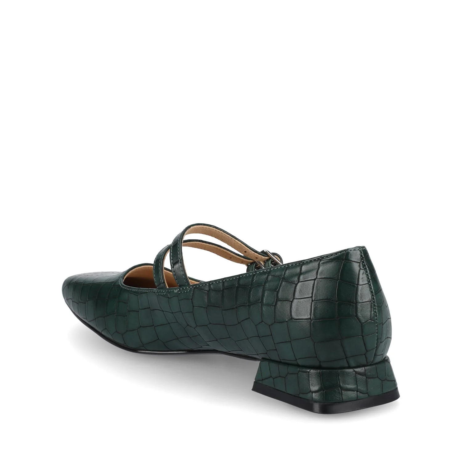 GREDAH MARY JANE DRESS FLATS IN WIDE - Green Croco - Image 3