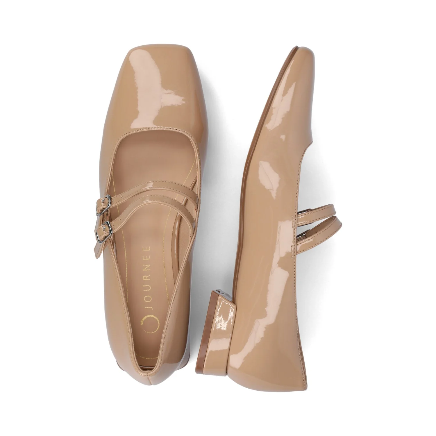 GREDAH MARY JANE DRESS FLATS IN WIDE - Nude Patent - Image 3