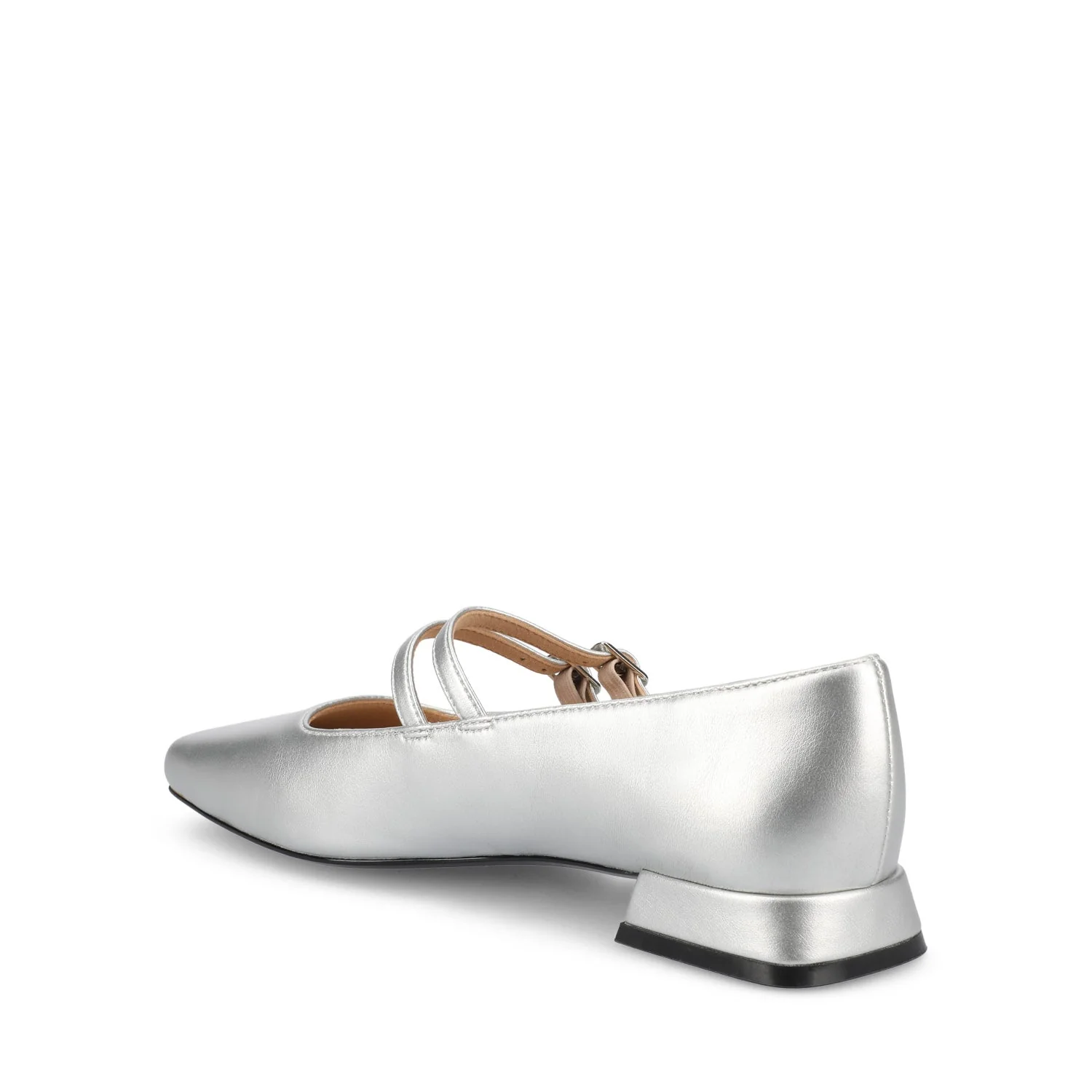 GREDAH MARY JANE DRESS FLATS IN WIDE - Silver PU - Image 4