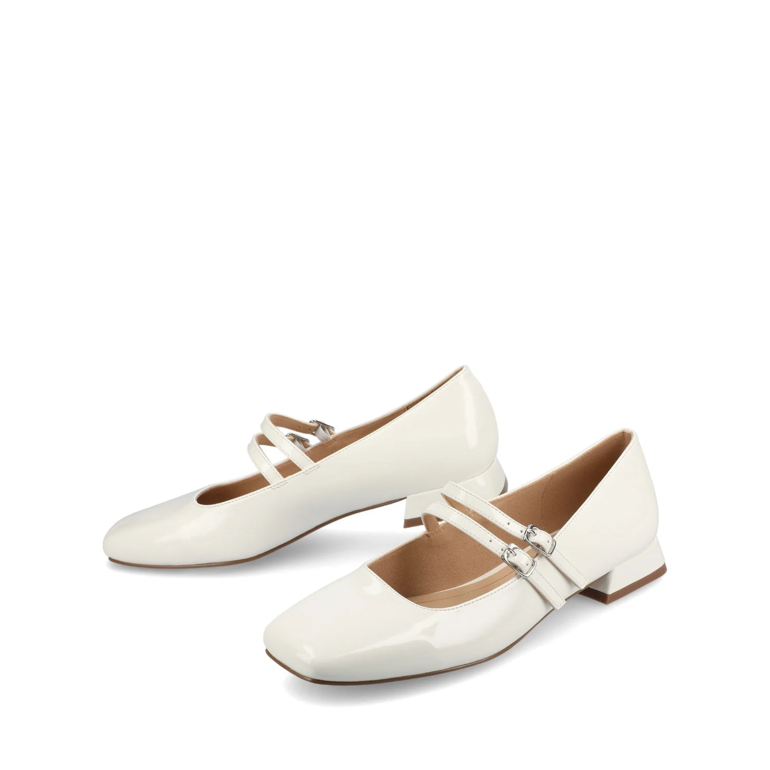 GREDAH MARY JANE DRESS FLATS IN WIDE - White Patent - Image 2