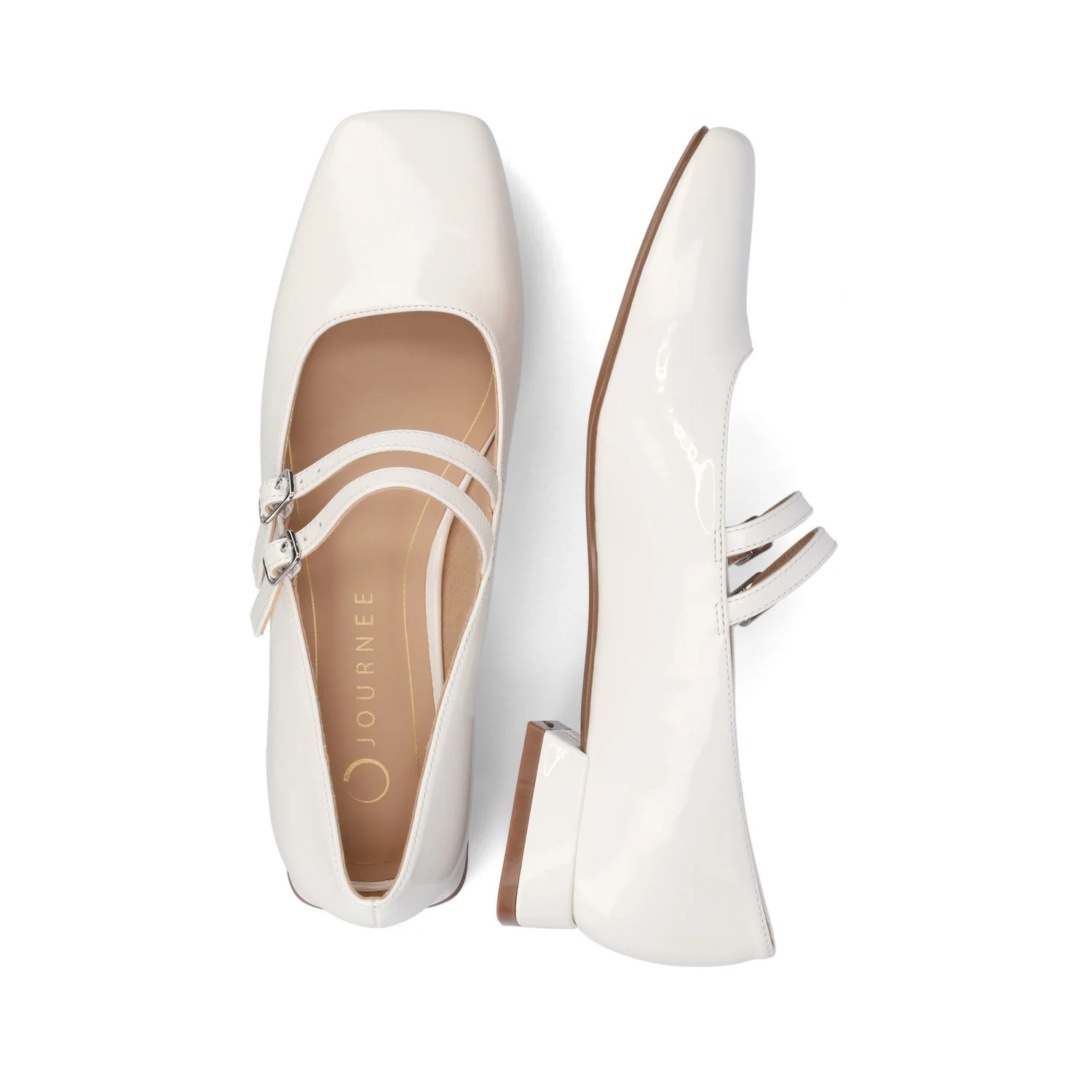 GREDAH MARY JANE DRESS FLATS IN WIDE - White Patent - Image 3