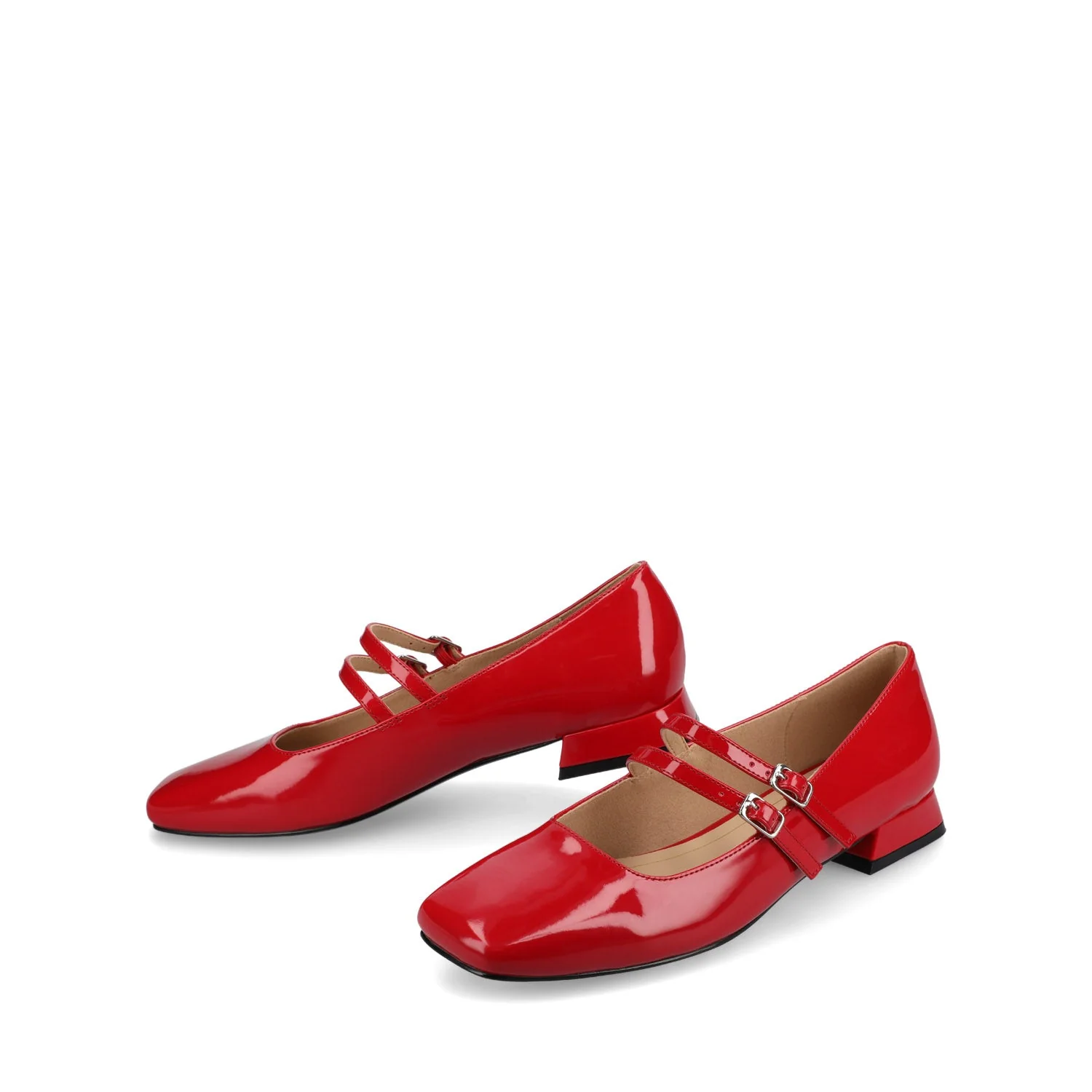 GREDAH MARY JANE FLATS IN VEGAN LEATHER - Red Patent - Image 3