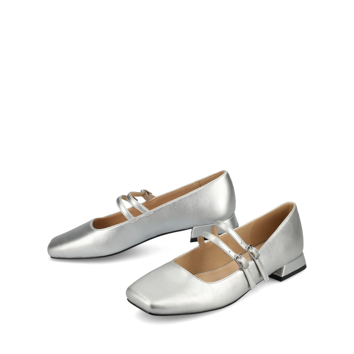 GREDAH MARY JANE FLATS IN VEGAN LEATHER - Silver PU - Image 2