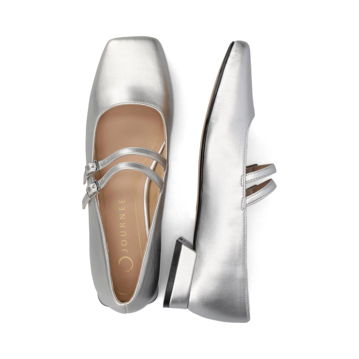 GREDAH MARY JANE FLATS IN VEGAN LEATHER - Silver PU - Image 3