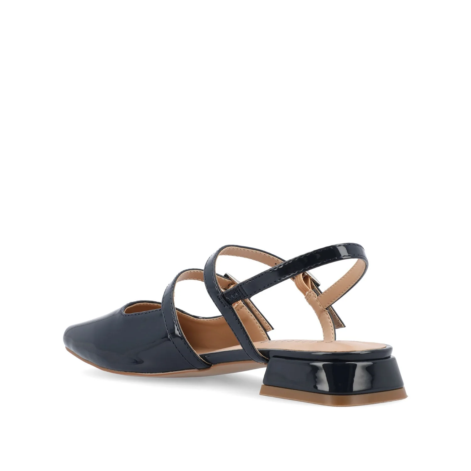 GRETCHENN HEELED FLATS IN PATENT IN WIDE - Navy Nubuck - Image 4