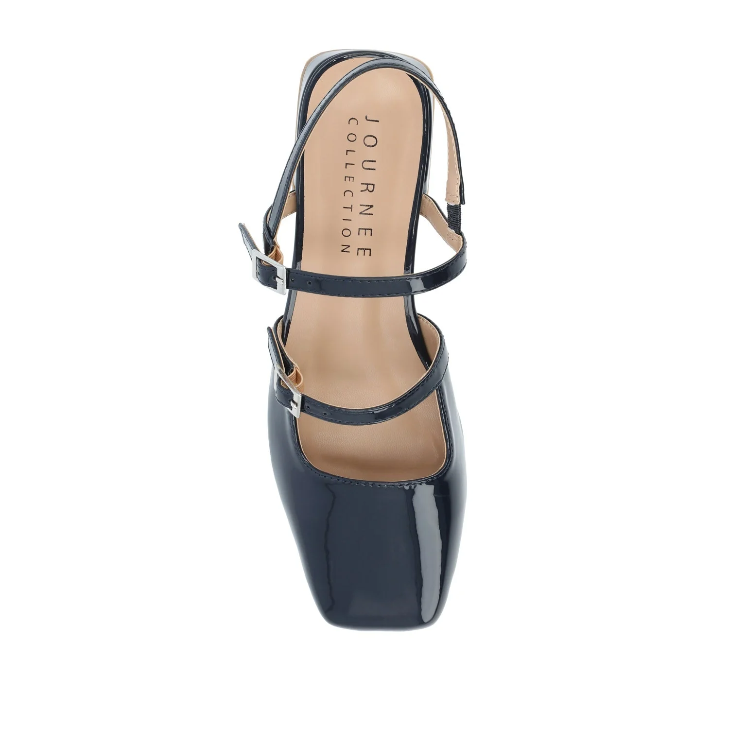 GRETCHENN HEELED FLATS IN PATENT IN WIDE - Navy Nubuck - Image 6
