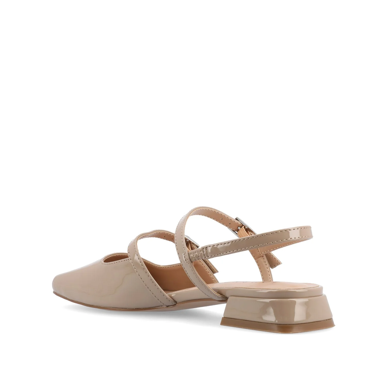 GRETCHENN HEELED FLATS IN PATENT IN WIDE - Taupe - Image 4
